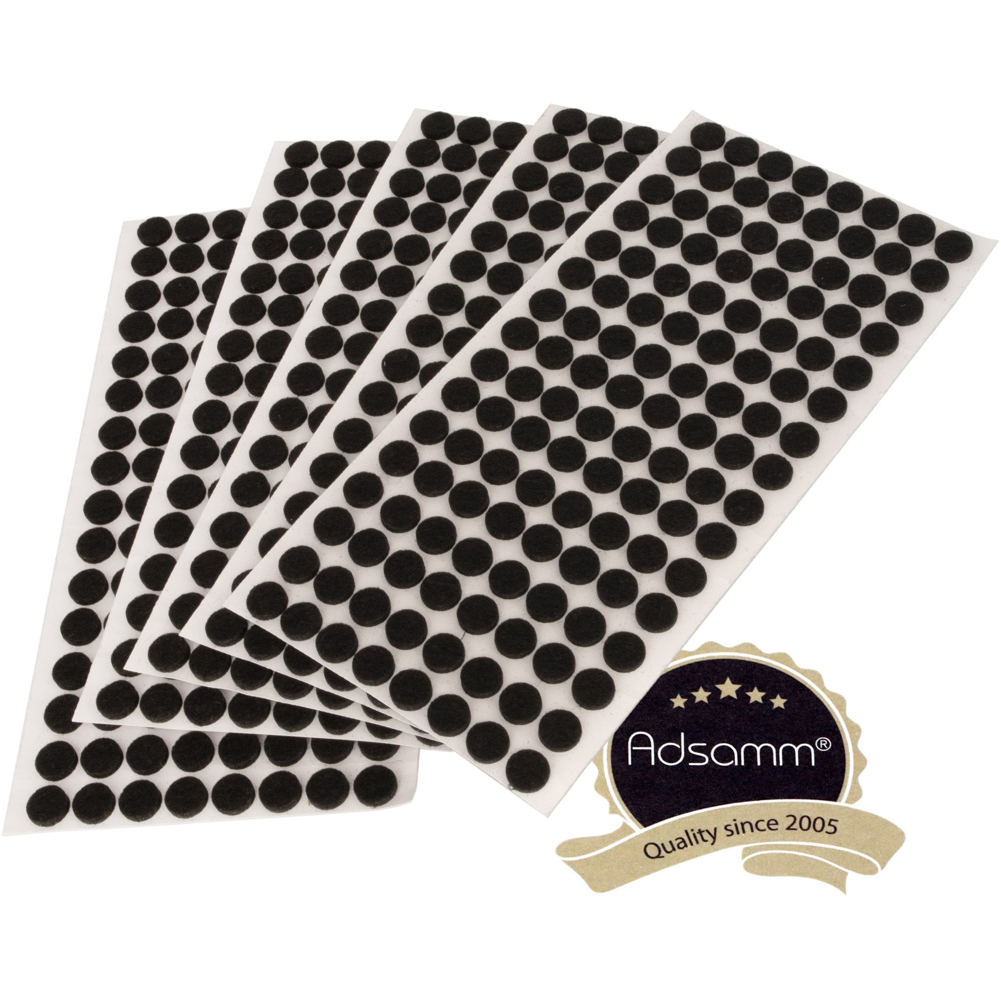 Adsamm/ 640 x self-adhesive felt pads/Black/ø 0.47'' (ø 12 mm) / round / 0.138'' / 3.5 mm thick stick-on furniture felt glides/Furniture & Chair Glides