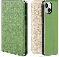 Vista 16 de VISOUL Funda tipo cartera de piel auténtica para iPhone 14, con tapa magnética, con tarjetero y función atril, compatible con iPhone 14