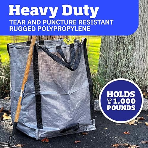 Miniatura 2 de DURASACK Bolsa de basura resistente para el hogar y el patio, de polipropileno tejido de 48 galones, bolsa reutilizable para césped y jardín de