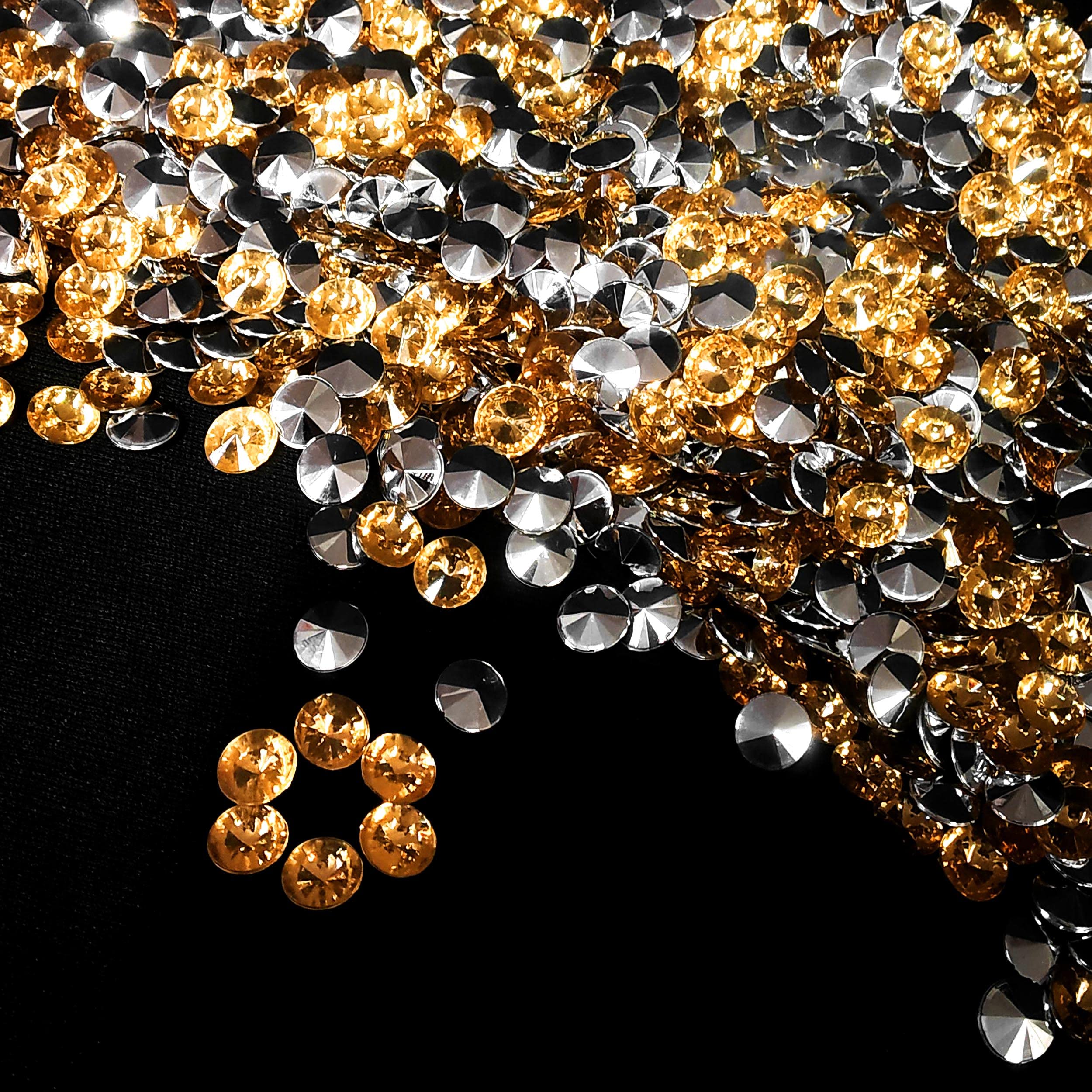De-Ultimate (Pack of 1000 Pcs) 10mm Golden Diamond Stone Fake Gemstones Craft Material for Artificial Jewellery Making, Home Decor, Beading, Scrap Booking, Vase Fillers, Table Scatter & Party Décor-image-21