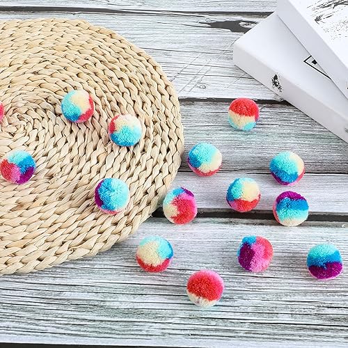 Miniatura 7 de 30 bolas de pompones para gatos, bolas suaves para gatos, juguete interactivo colorido arco iris para interiores, gatitos, entrenamiento, ejercicio,