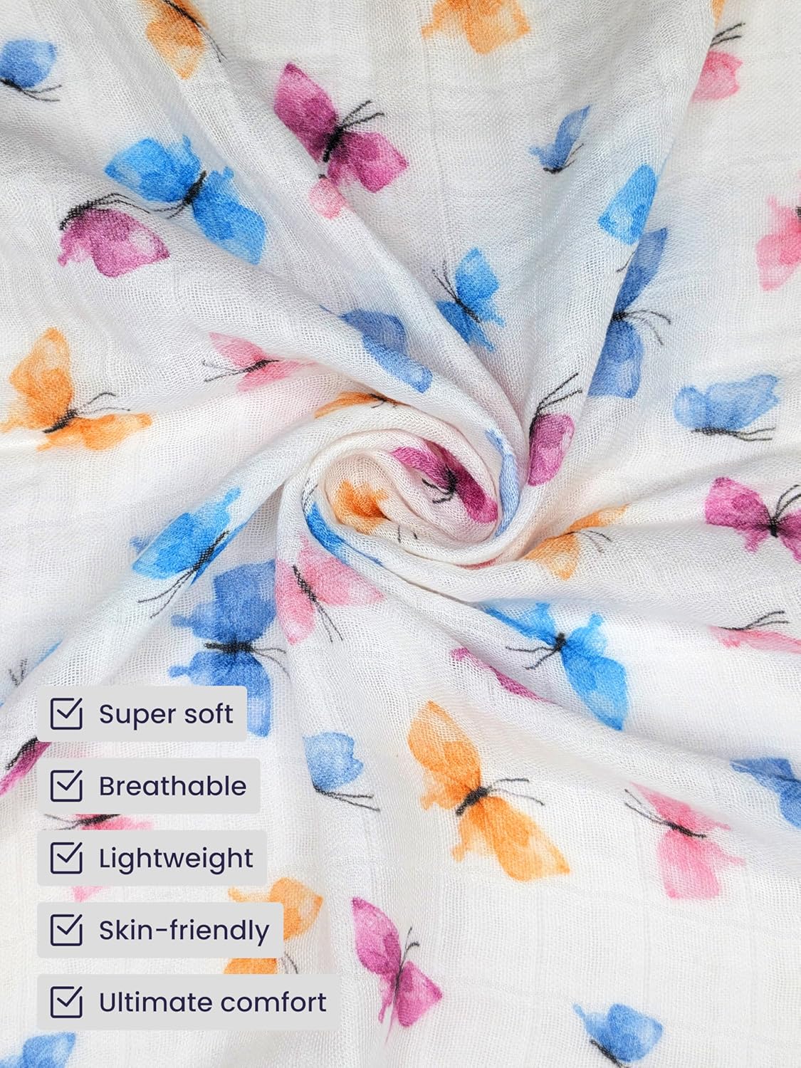 Muslin Swaddle Blankets, Soft Breathable Cozy Baby Blankets for Newborn Boys and Girls, 47” X 47“, 2 Pack Receiving Swaddles, 70% Viscose from Bamboo 30% Cotton (Garden Grace)