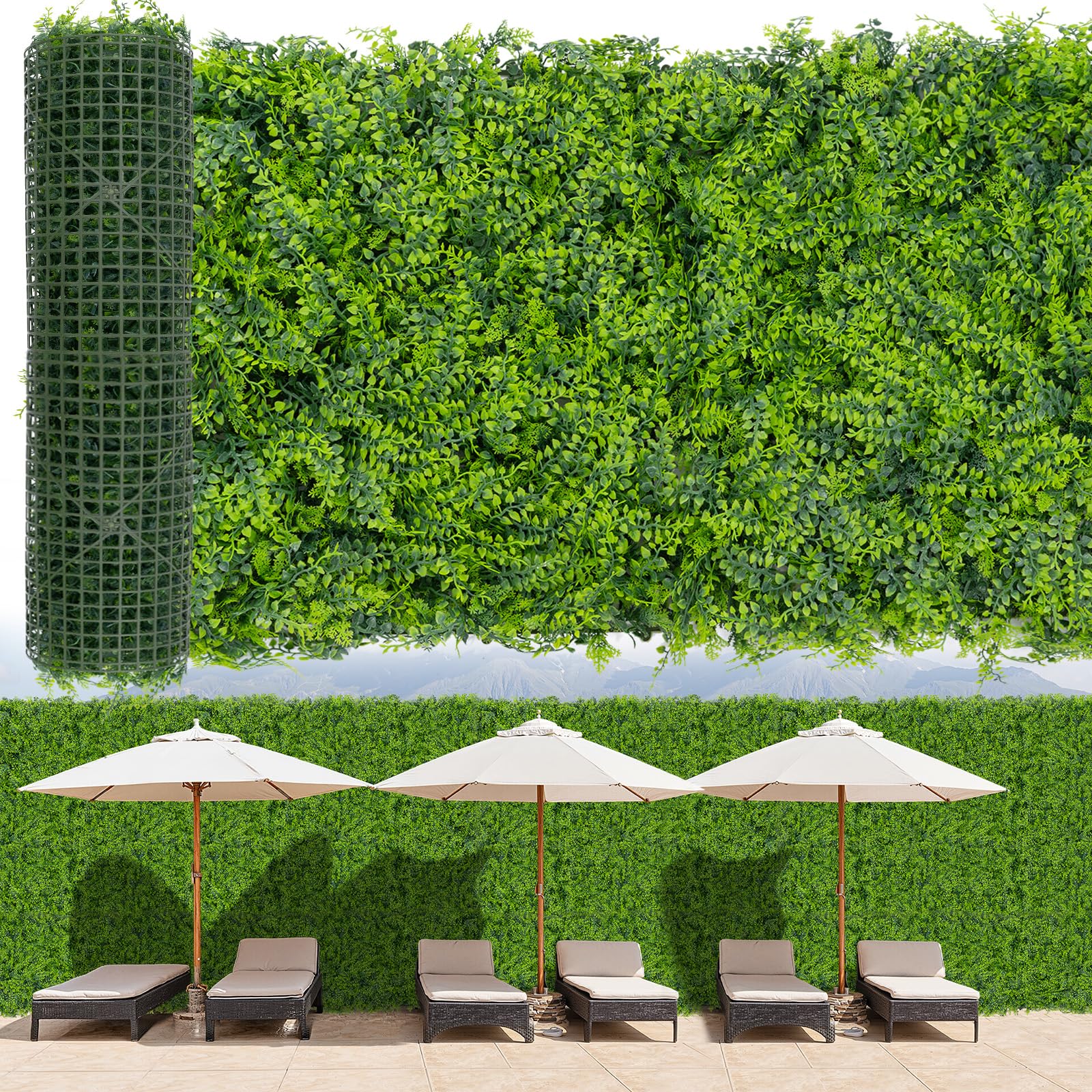 Artificial Boxwood Panels 12pcs 20''x20'', Grass Wall Panels Hedge Grass Backdrop, Privacy Faux Grass Backdrop Privacy Fence Screen Suitable for Green