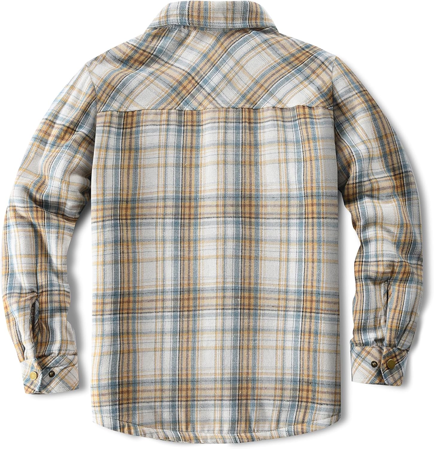 Men's Sherpa Lined Cotton Flannel Shirt Jacket Plaid Button Up Jacket Coat for Men with Pocket - Image 4