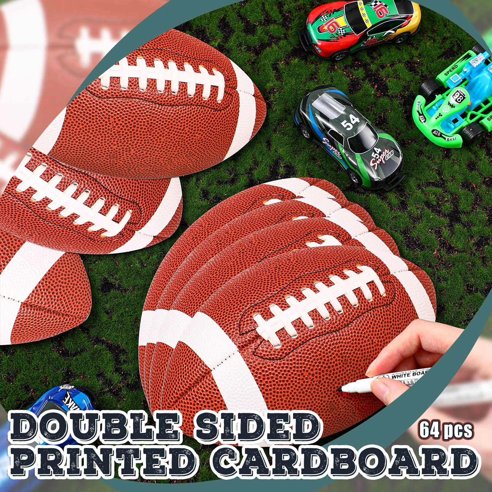 Football Party Cutout Football Bulletin Poster Board Decorations Paper Football Cut Outs with Glue Point Dots for Sports Birthday Theme Party Classroom Game Day Supplies (32 Pieces)