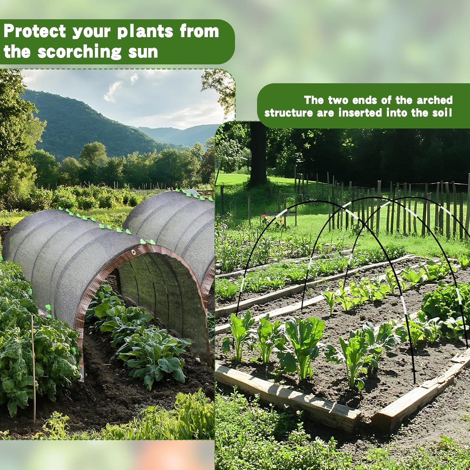 CIEOVO Plant Shade Cloth Set, 6 Sets of Greenhouse Hoops Clips for Raised Beds and Rope 6.56' x 4.9' Plant Umbrellas 70% Sunblock Shade Cloth for Greenhouse Outdoor Plants Vegetables