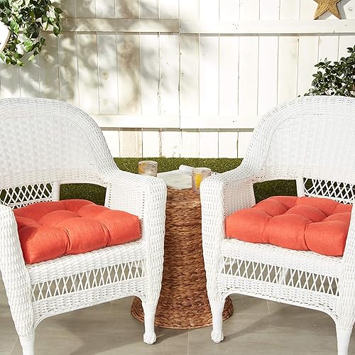 Vista 28 de Pillow Perfect Pompeii - Cojín de mimbre sólido para asiento de patio para interiores y exteriores, reversible, resistente a la intemperie y a