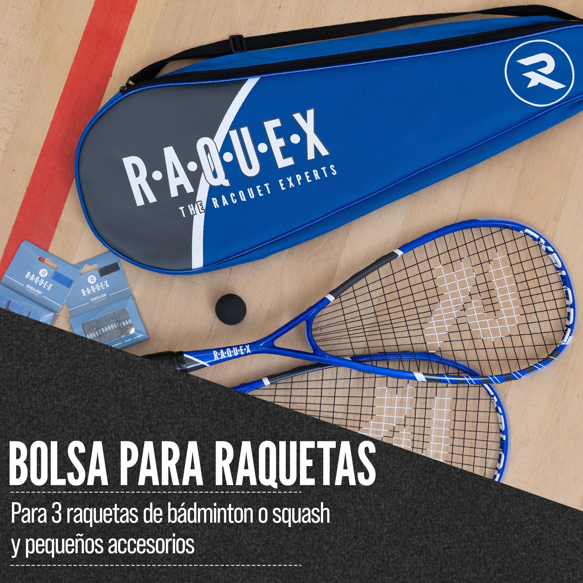Raquex Bolsa 3 Raquetas de bádminton - Funda para Raquetas de bádminton o Squash, Correa Ajustable