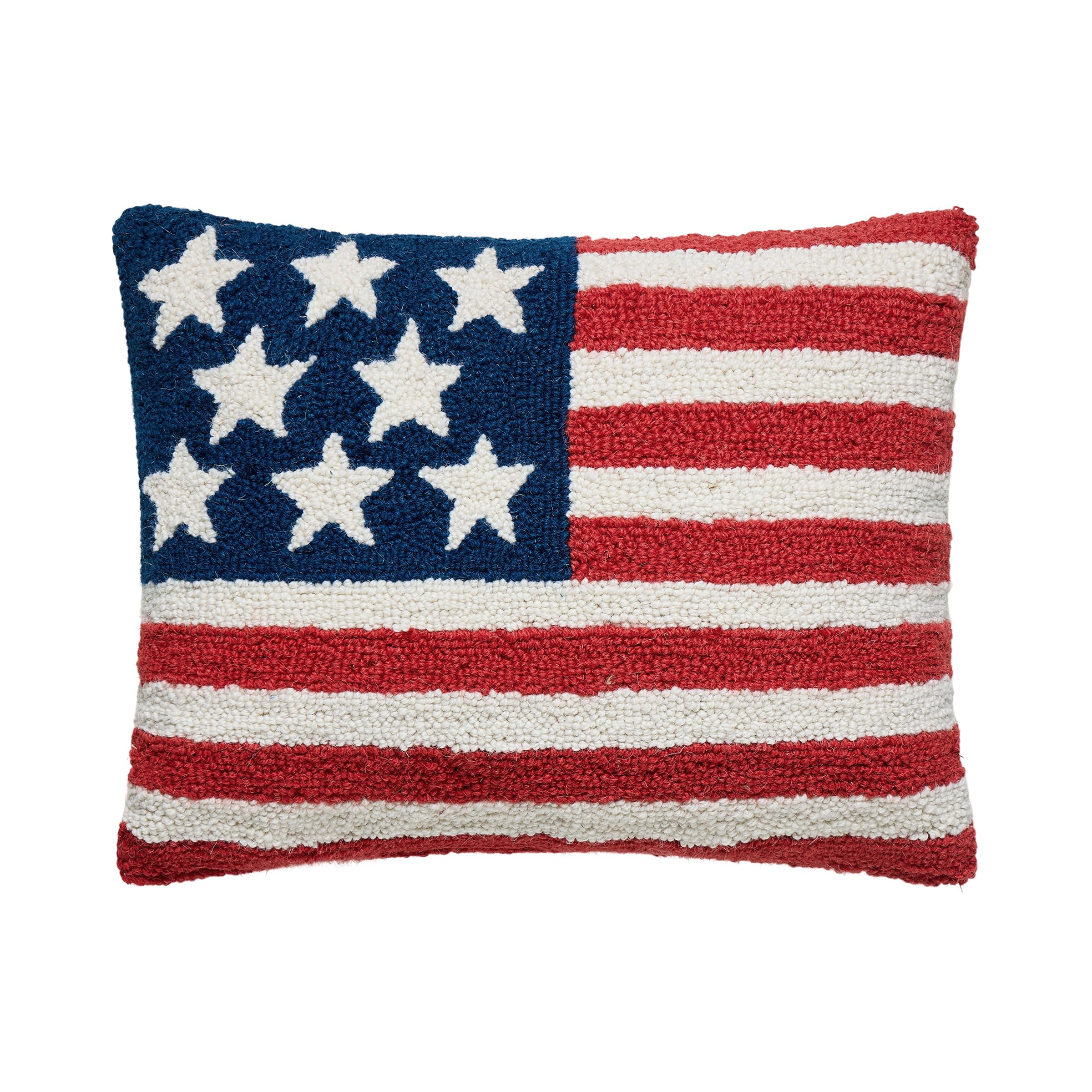 Pillow Shoppe American Flag Hand Hooked Wool Lumbar Pillow