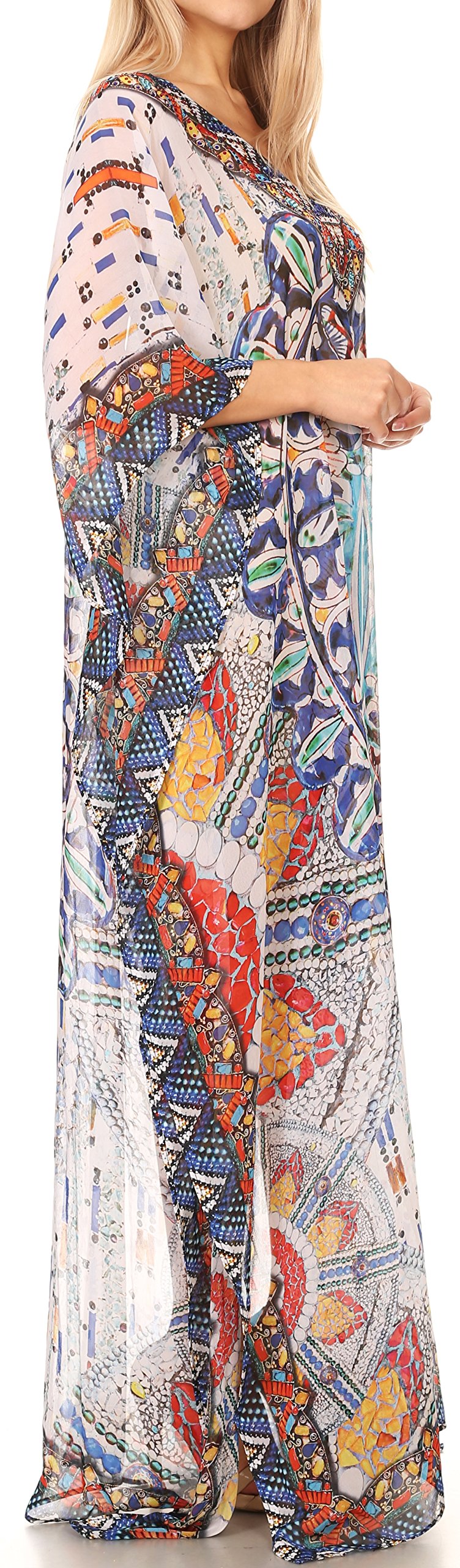 Sakkas Wilder Robe Caftan Robe de Plage Motif Imprimé Longue Transparente