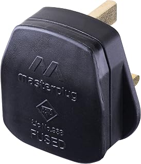 Masterplug PT13B-MP Rewireable Moulded Plug with 13 Amp Fuse, 50 x 48 x 43 mm, Black