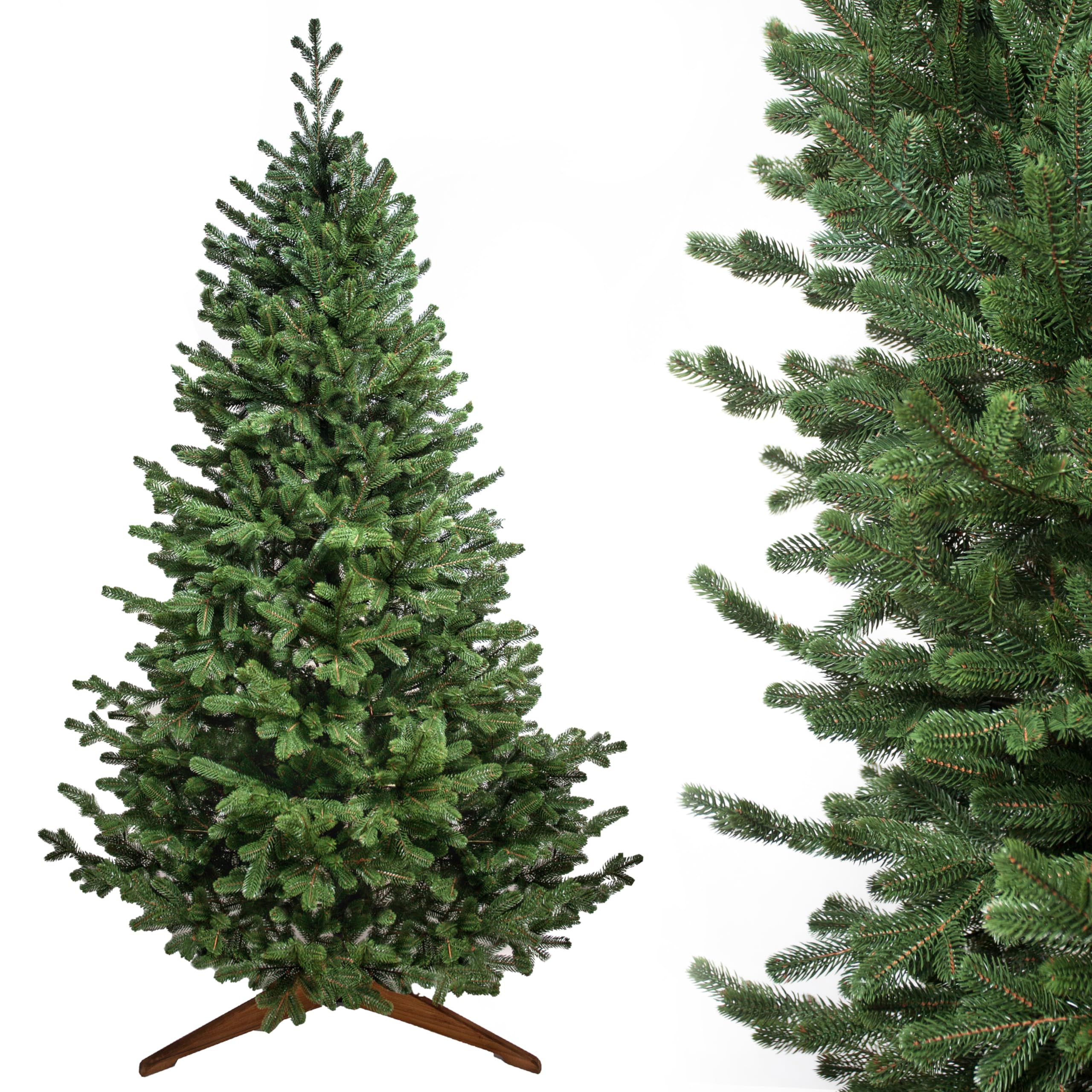 Evergreen Tree® Sapin de Noël Artificiel Réaliste 150 | 180 | 210 | 230 cm - 100% Moulé par Injection, Fabriqué dans l'UE - Premium Sapin Artificiel avec Support en Bois Naturel