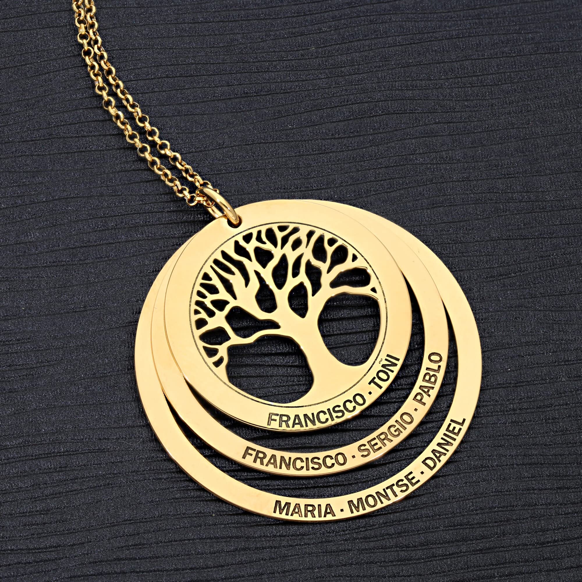 Collar Arbol de la Vida Personalizado para Mujer en Plata de Ley - con Cadena de 45 cm + Alargador - Regalo Original para Madres y Abuelas