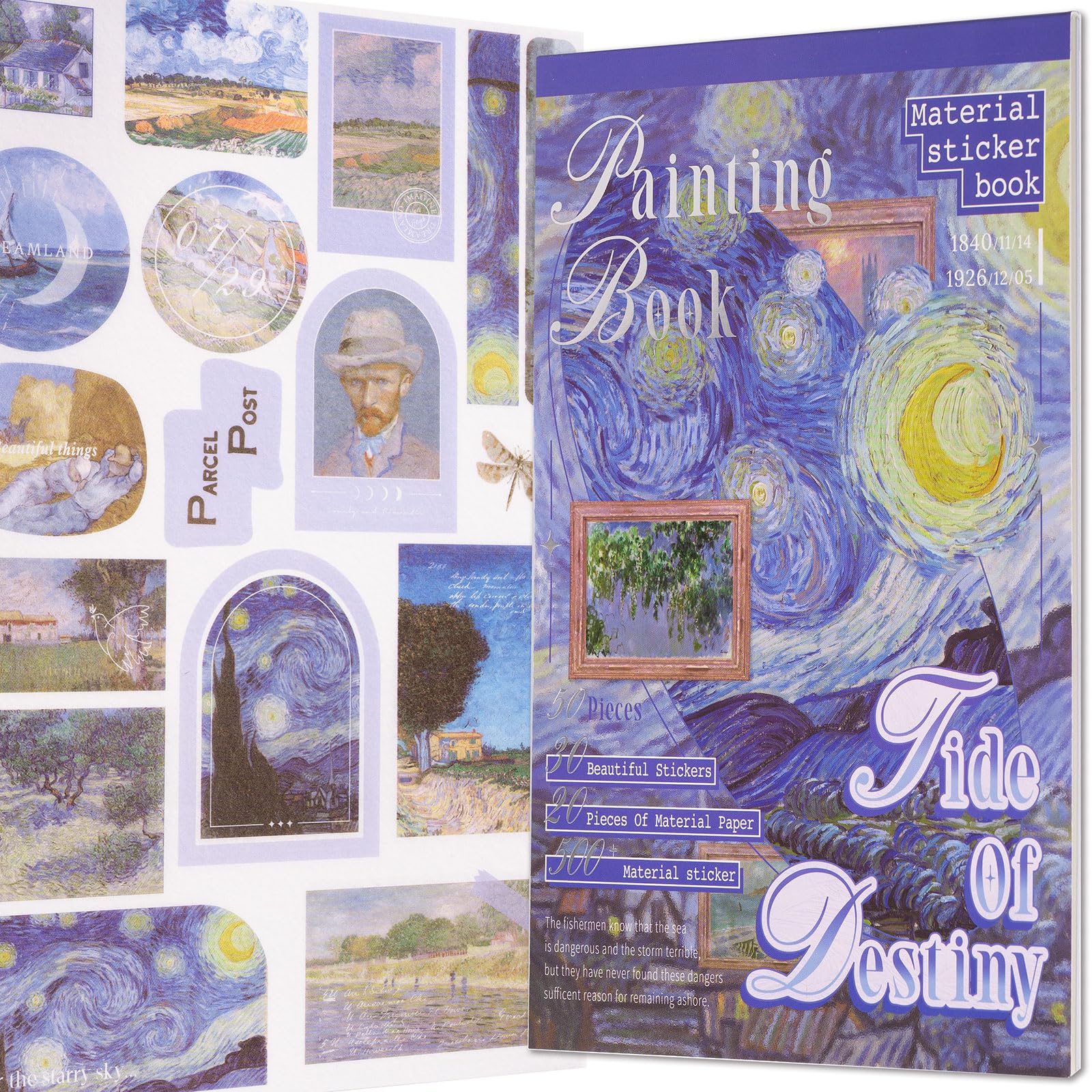 Vintage Journaling Stickers for Junk Journal, 487 Scrapbooking Sticker and 20 Ephemera Papers for Adults, Washi Materials with Art Famous Paintings