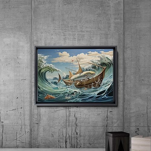 Miniatura 5 de Nautical Print on Canvas for Wall Decor, Ocean Fish Manta Ray Canvas Wall Art, Beach Print for Wall Hang, Turquoise Coastal Pictures Wall Decor,