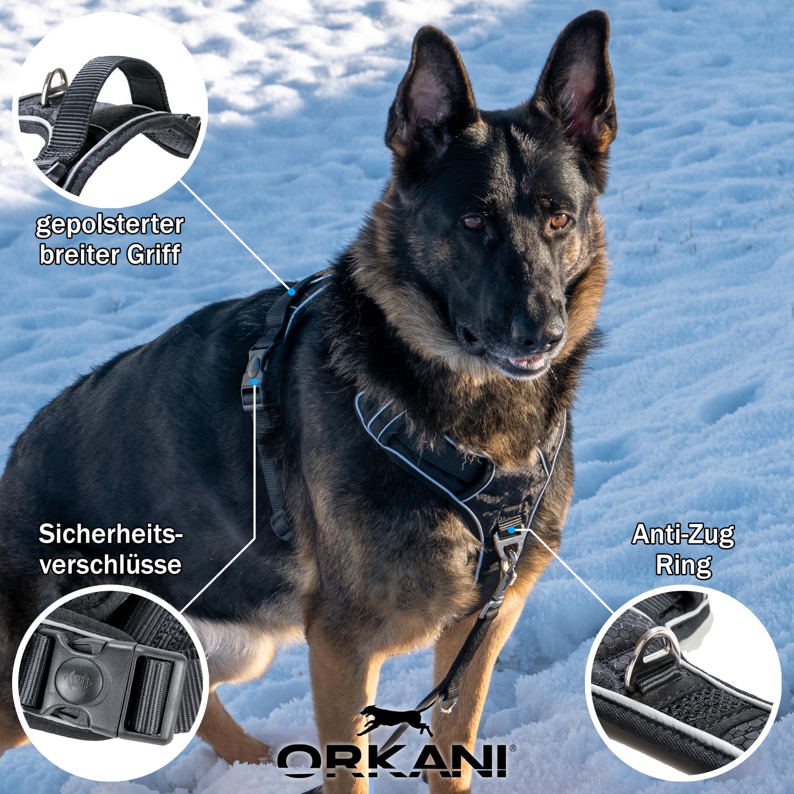 Bravo Hundegeschirr - Premium No-Pull, Anti-Zug Geschirr, atmungsaktiv, weich gepolstert mit Sicherheitsverschluss und breitem Griff für kleine, mittelgroße und große Hunde (XL)