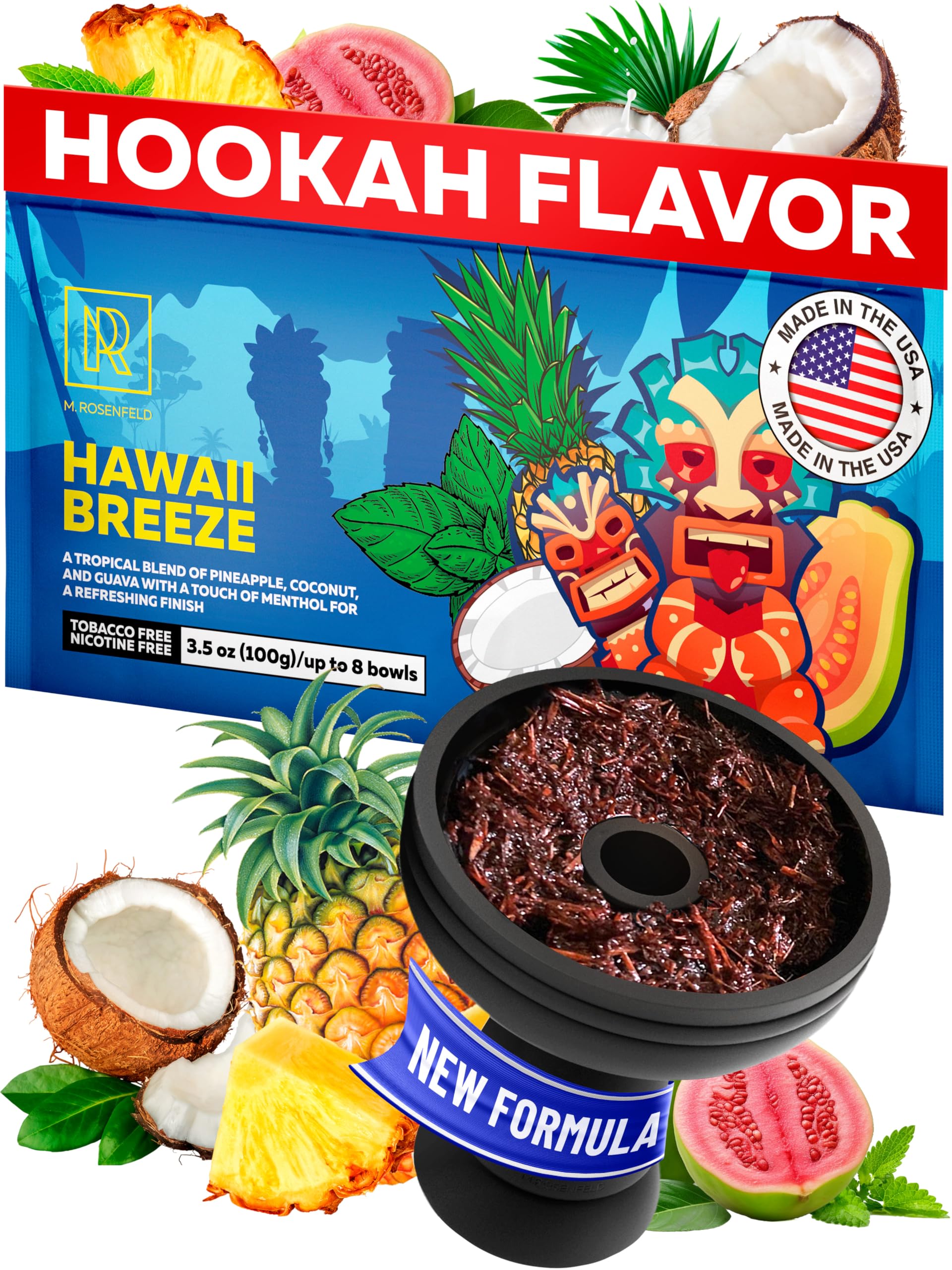 Amazon.com: Hookah Flavors Hawaii Breeze Herbal Shisha 3.5 oz - Made in USA  Tobacco Free Shisha Hookah Flavors Nicotine Free - Real Organic Hookah  Shisha