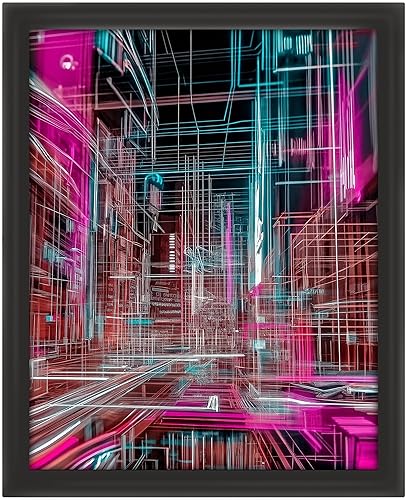 Posterizer 1 pcs - futuristic neon lights cityscape cyberpunk inspired poster -1 - Retro Art - Fantasy & Fiction Art - Decor for Home & Office -