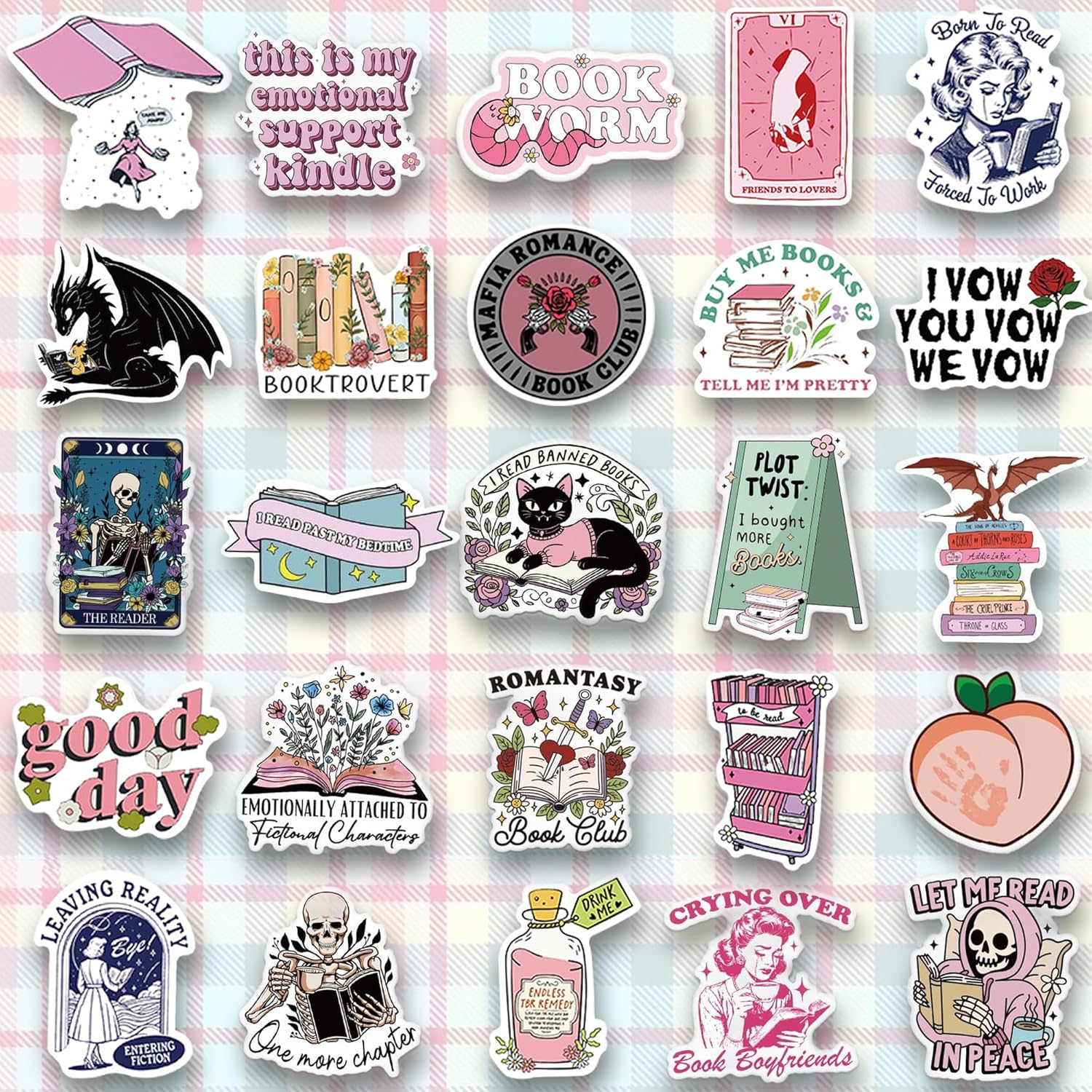 200 PCS Book Stickers for Kindle, Bookish Holographic Reading Booktok Sticker Pack for Adult, Waterproof Aesthetic Vinyl Decals for Laptop Ebook Readers Water Bottles - Image 3