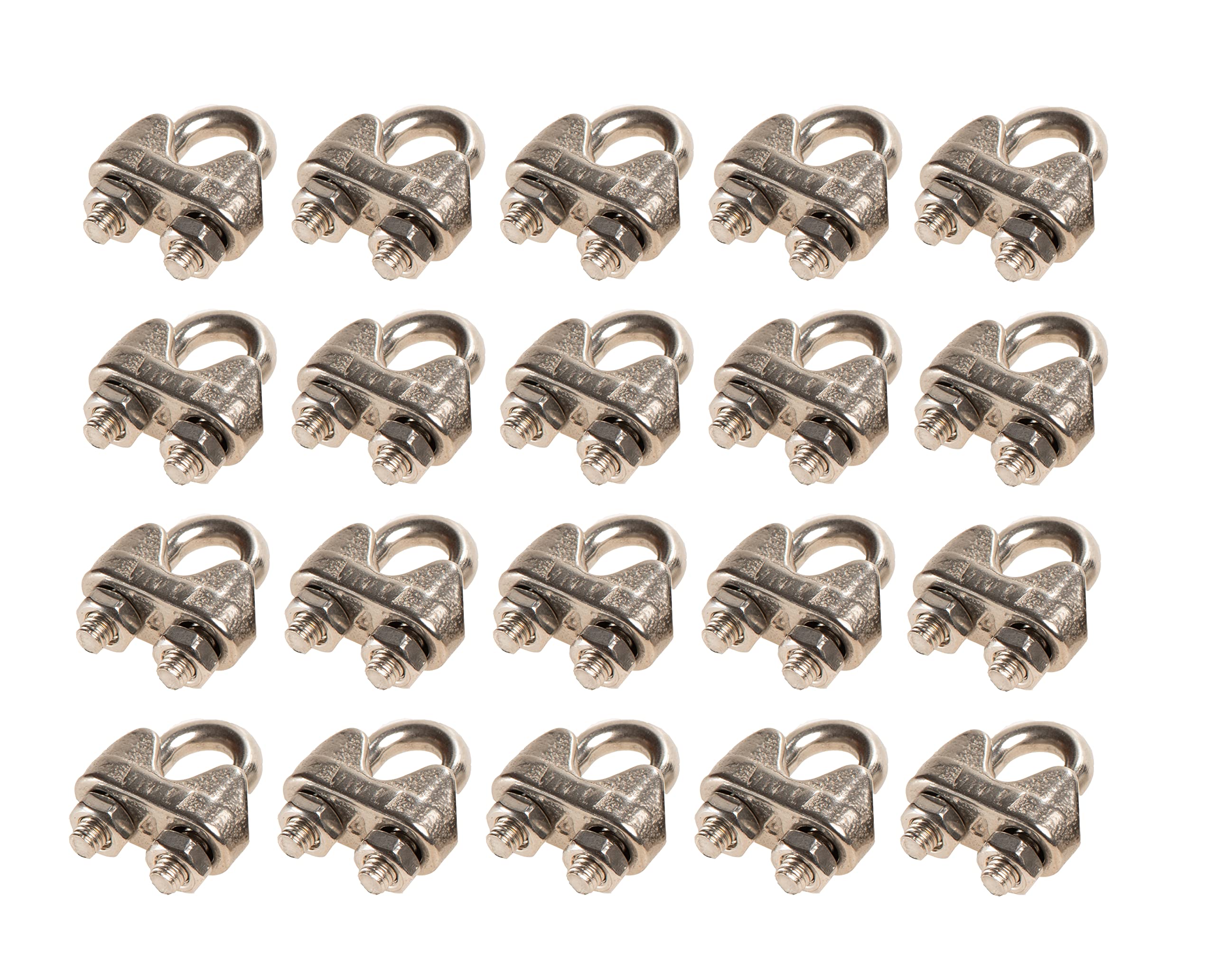20Pcs Stainless Steel Wire Rope Cable Clip Clamp (M3)
