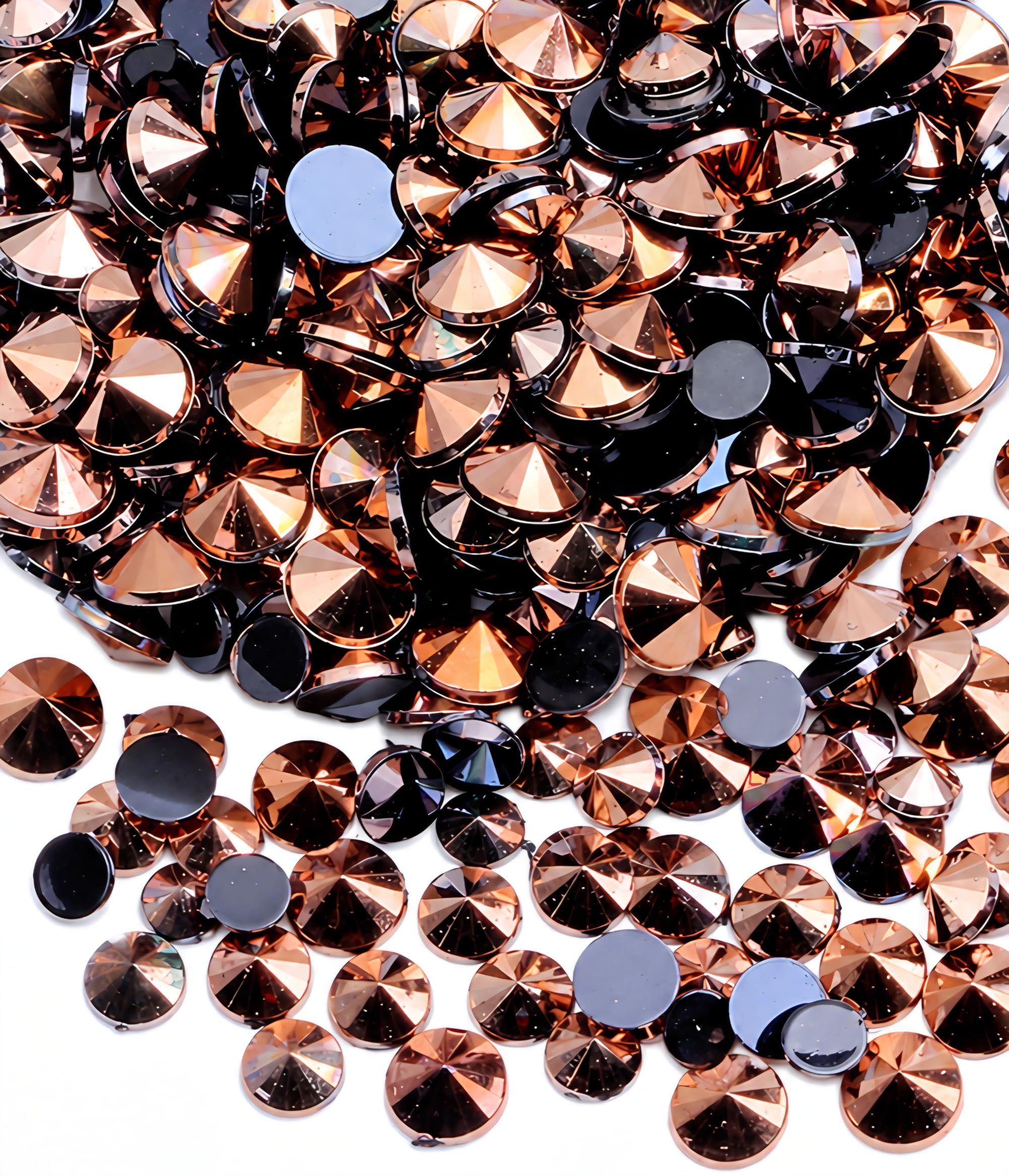 MajorCrafts Flat Back Pointed Top Acrylic Rhinestones: Rivoli Style Craft Gems (Rose Gold A17, 5mm - 600pcs)