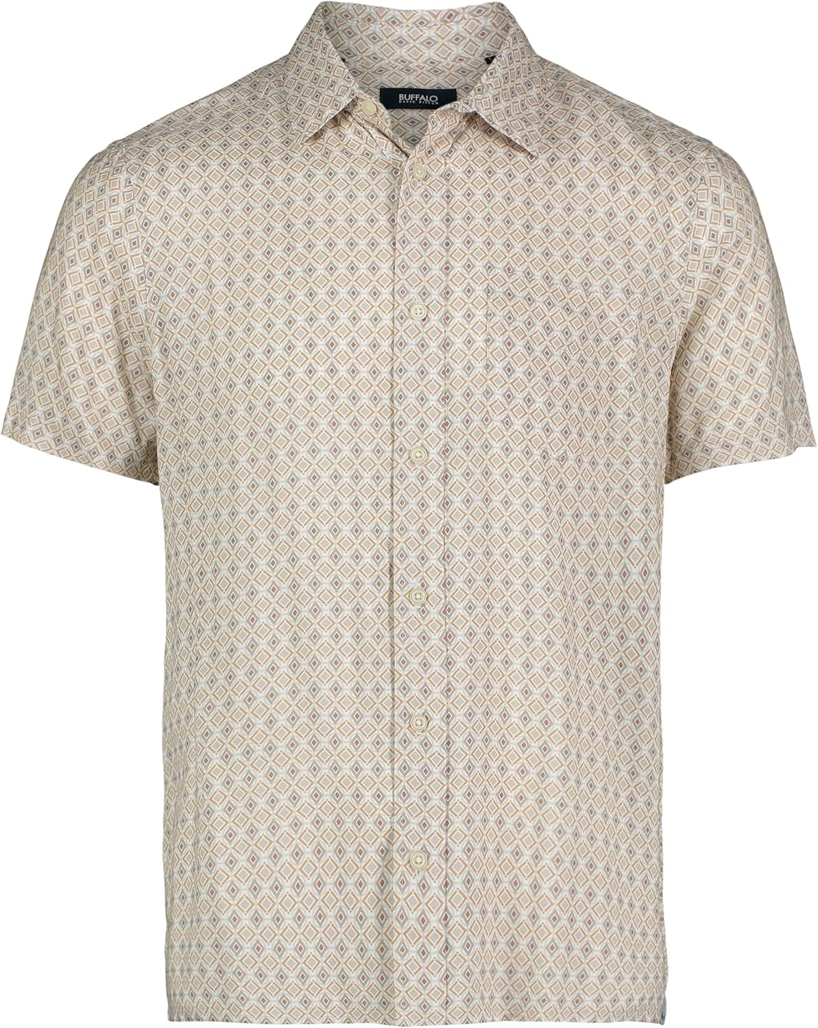 Buffalo David Bitton Men's Short Sleeve Cloud Drape Soft Weave Button Down, Milk, X-Large