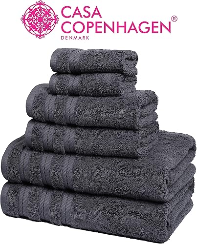 Miniatura 3 de CASA COPENHAGEN Bella - Juego de toallas de 6 piezas, color gris a rayas, 21.16 ozm, 2 toallas de baño, 2 toallas de mano y 2 toallas pequeñas,