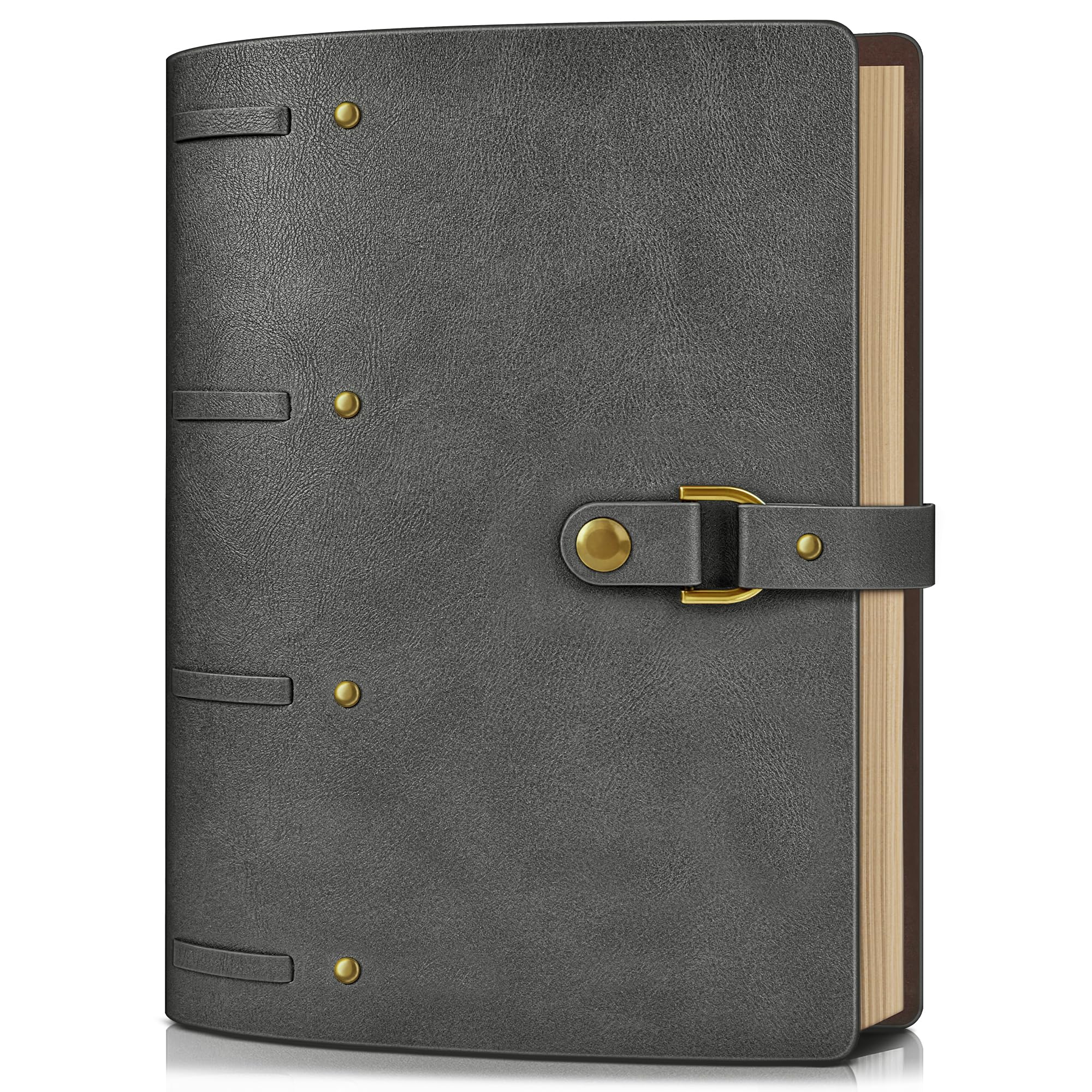 Skórzany pamiętnik, gruby papier w linie, 100 g/m², do wielokrotnego napełniania, w stylu vintage, z pudełkiem prezentowym, 13,5 x 18 cm, 260 stron, 6 segregatorów, pamiętnik, notatnik, dla mężczyzn i