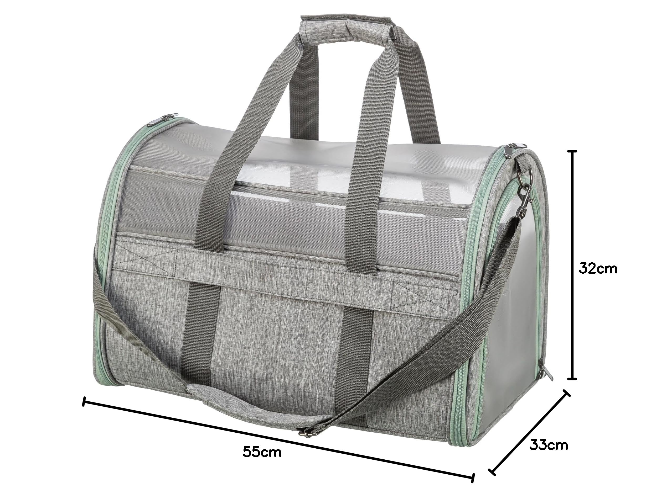TRIXIE Bolsa Dillon, 33 × 32 × 54 cm, Gris/Menta