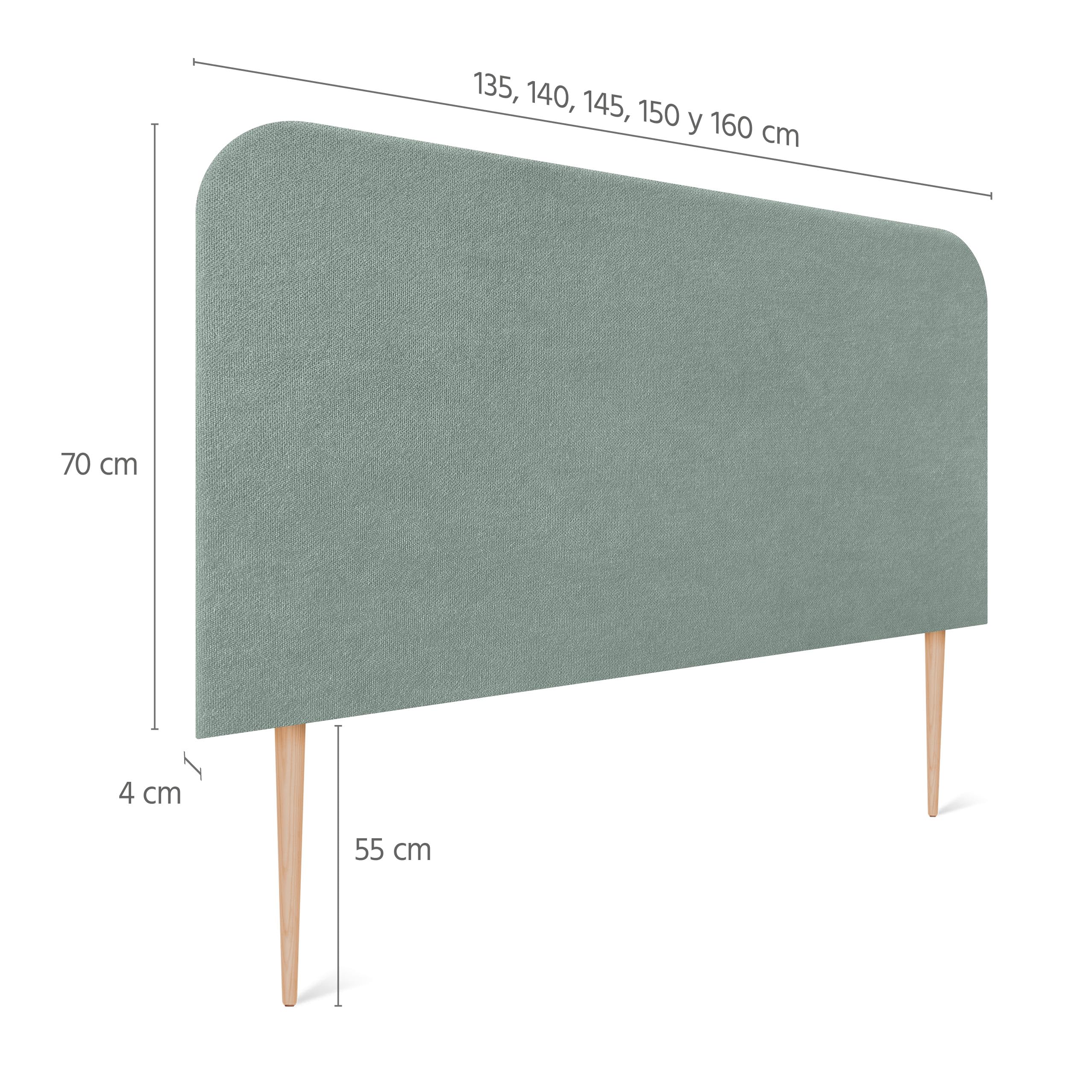 DHOME Cabecero Tapizado Liso Curvo Tela Aqualine 70cm Altura con Patas para Pared Acústicos Cabeceros Absorbentes Cabezal Cama Dormitorio (Verde Agua, 160cm)