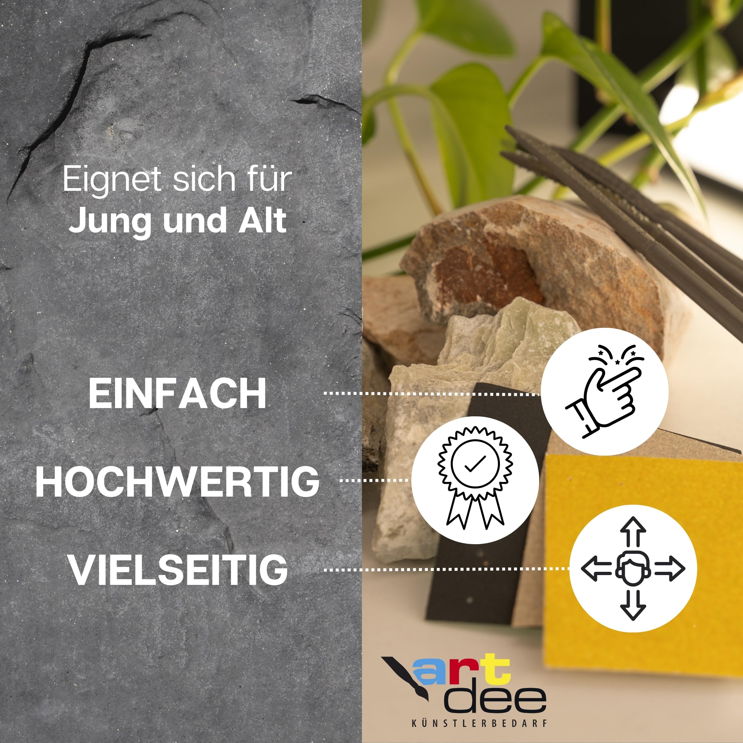 Speckstein 2kg Set mit (Schleifpapier und 4 Specksteinraspeln) – Werkzeug zum Schnitzen und Feilen von Speckstein – perfekt für Anfänger und Profis – Speckstein Schmuck kreieren