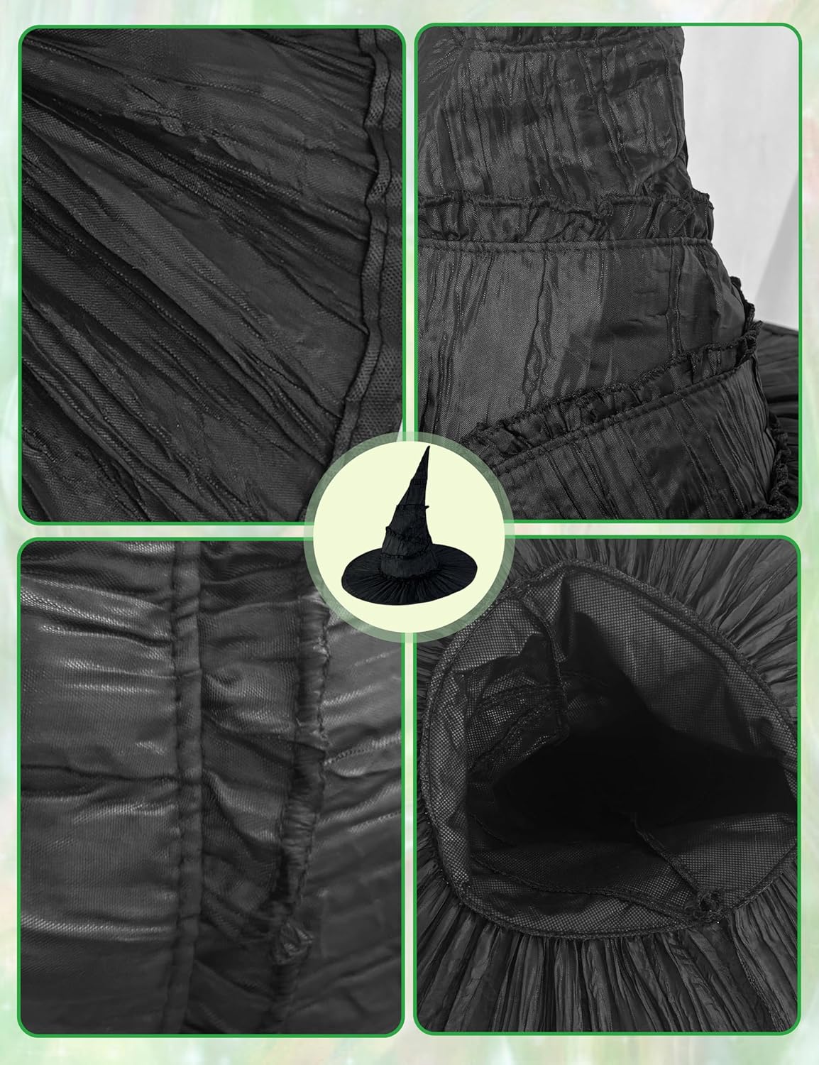 Elphaba Hat Witch Costume Black Witches Wizard Hats Stuff Gifts Glasses Accessories Merch for Women - Image 4