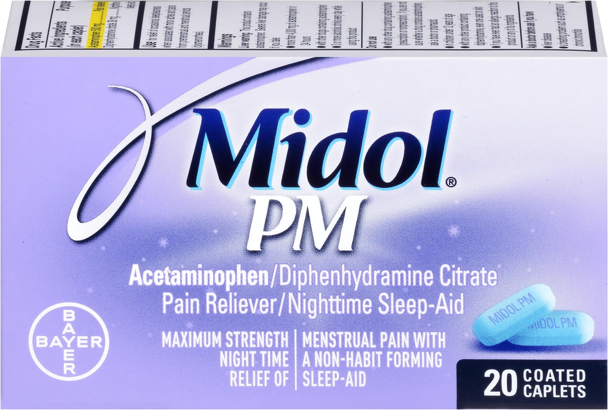 Midol PM Caplets, 20 Count (Pack of 6), Packaging May Vary