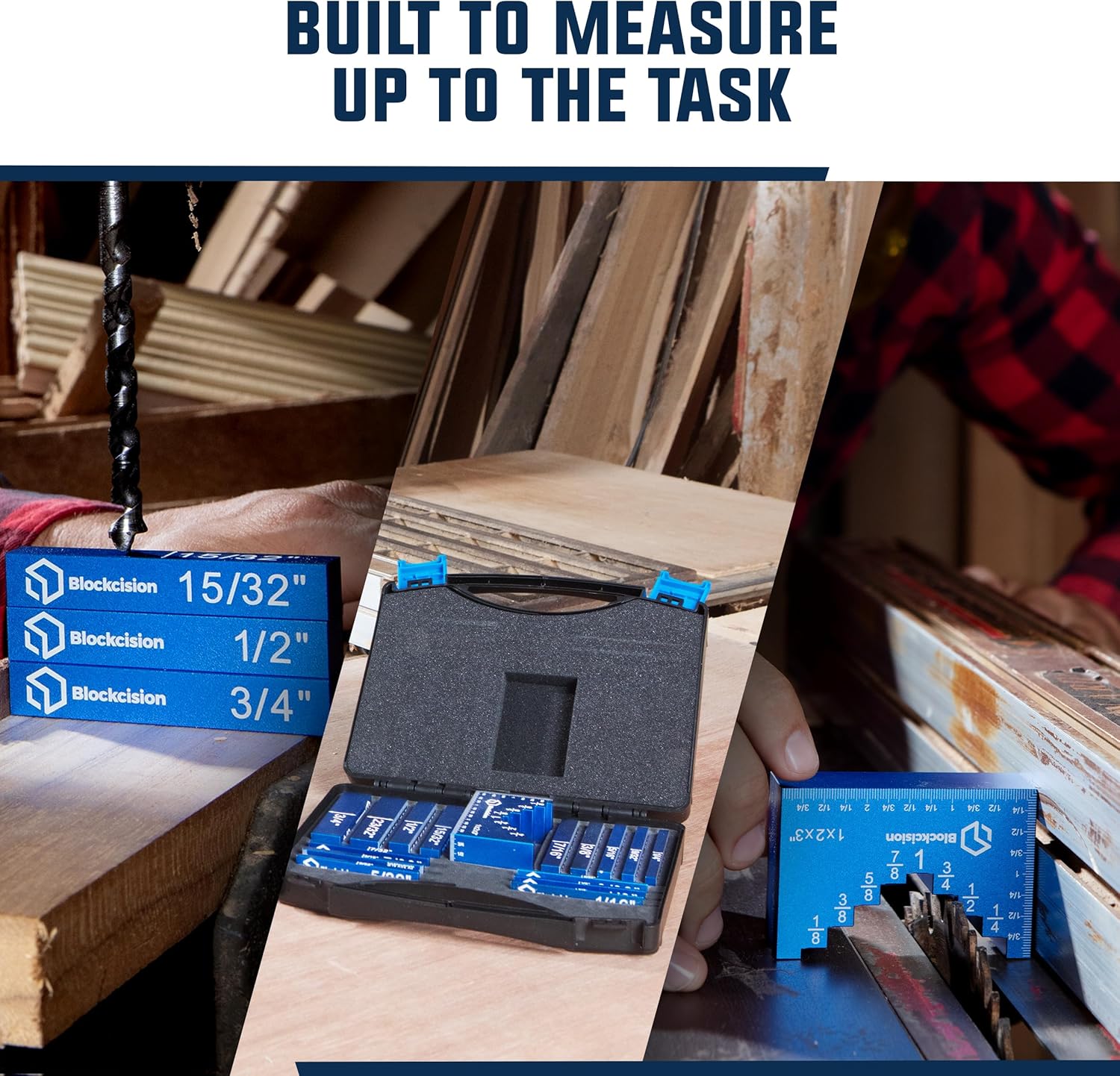 Blockcision Setup Blocks Woodworking Tools - 16 PCS Height Gauge Block Set with Easy Block, Precision Ruler-Marked Bars and Case - Aluminum Setup Bars for Router and Table Saw Accessories