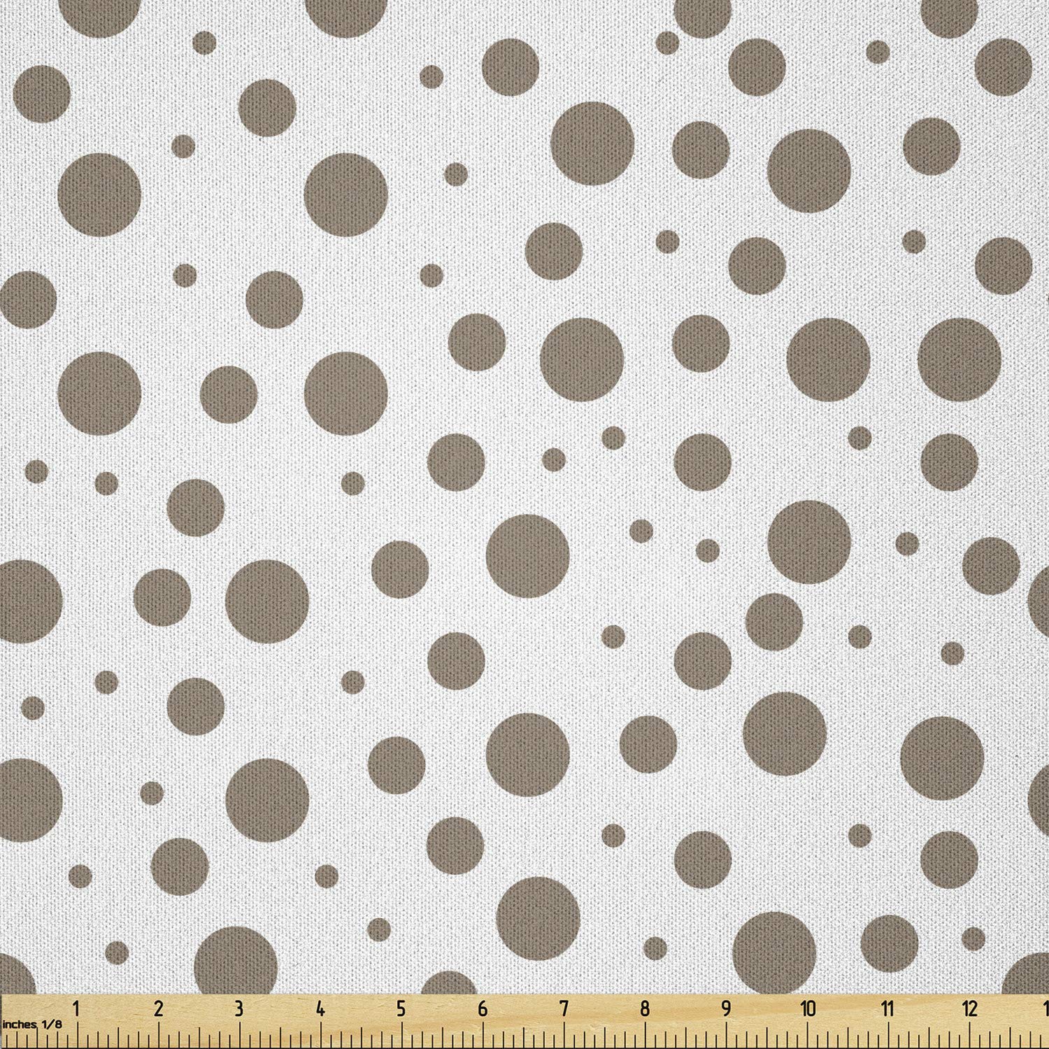 Ambesonne Brown Fabric by The Yard, Big and Small Drop Like Spots on White Background Vintage Style Old Fashioned Design, Microfiber Fabric for Arts and Crafts Textiles &amp; Decor, 1 Yard, Cocoa White