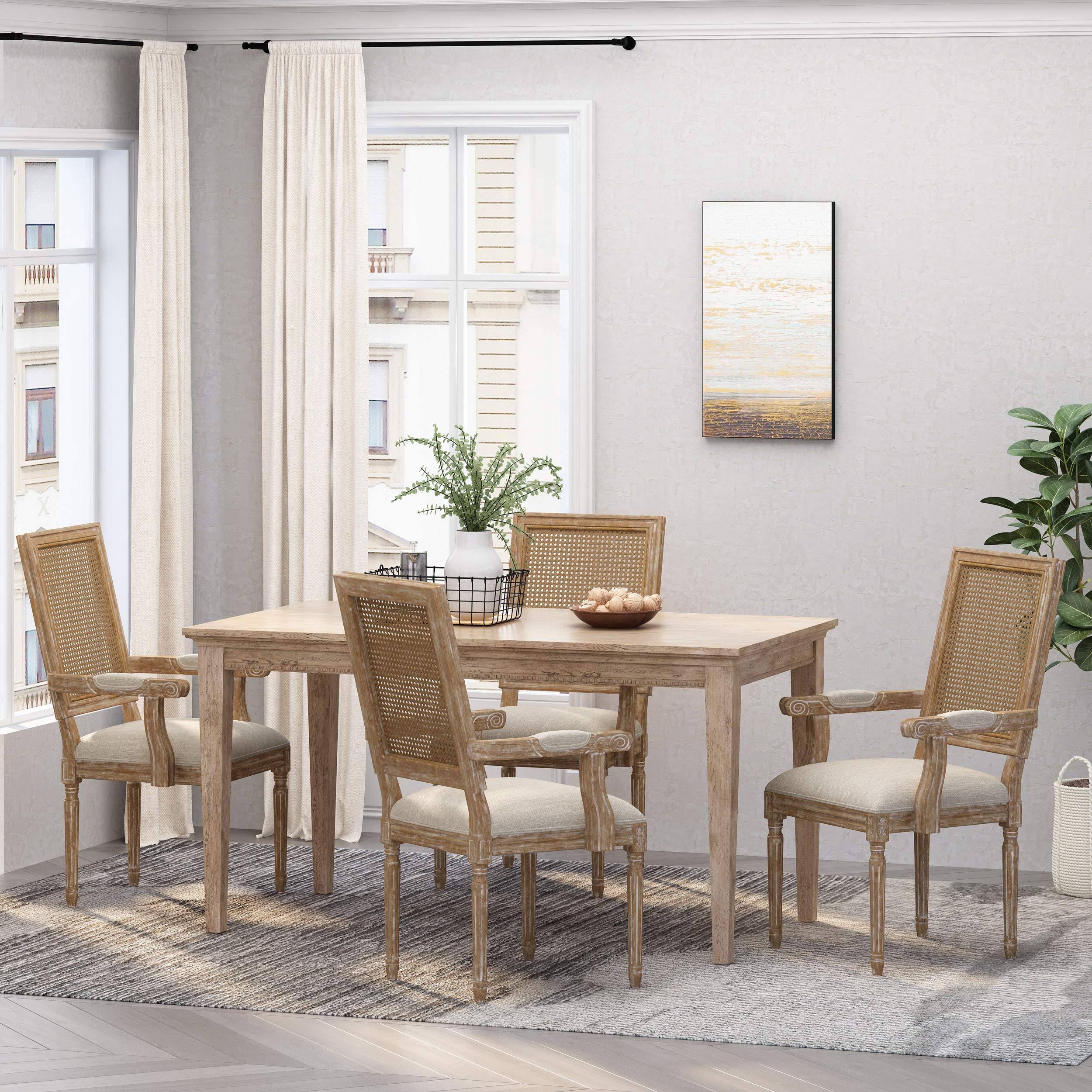 Home Maria DINING CHAIR SETS, Beige + Natural
