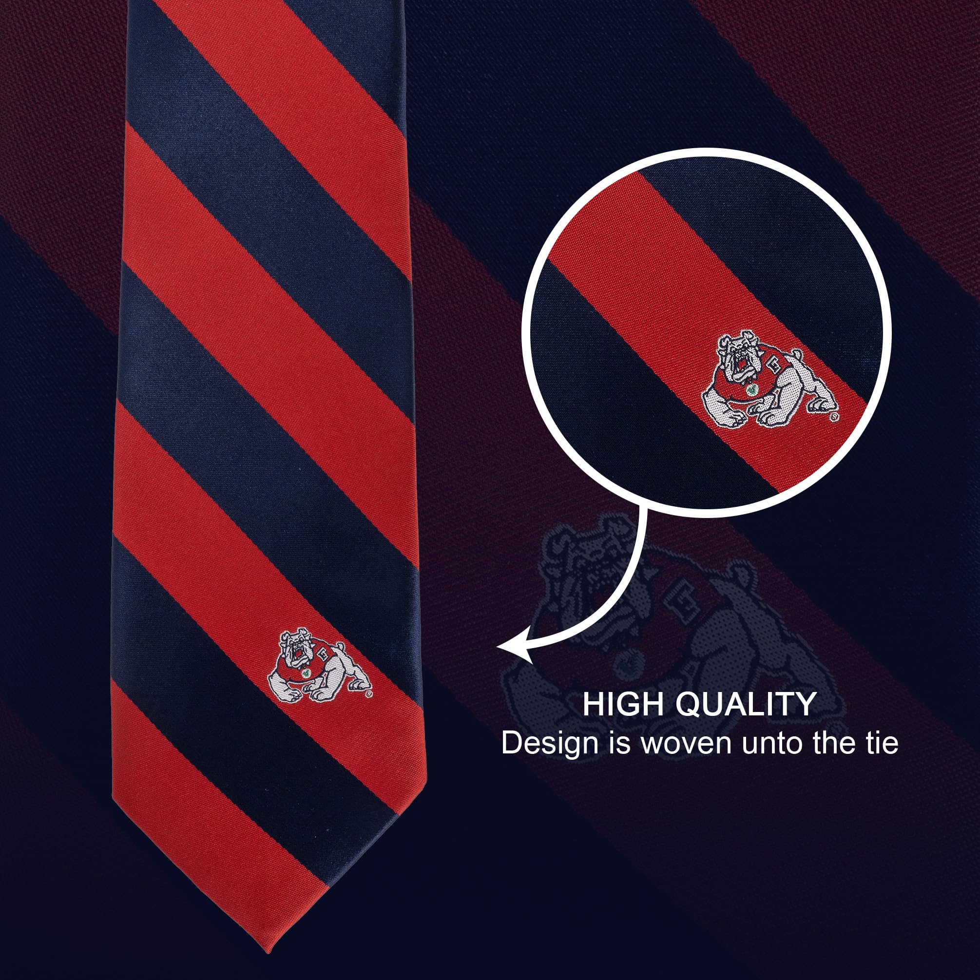 Desert Cactus Fresno State Tie California State University Bulldogs Cal State 100% Polyester with Logo Officially Licensed (Style A)