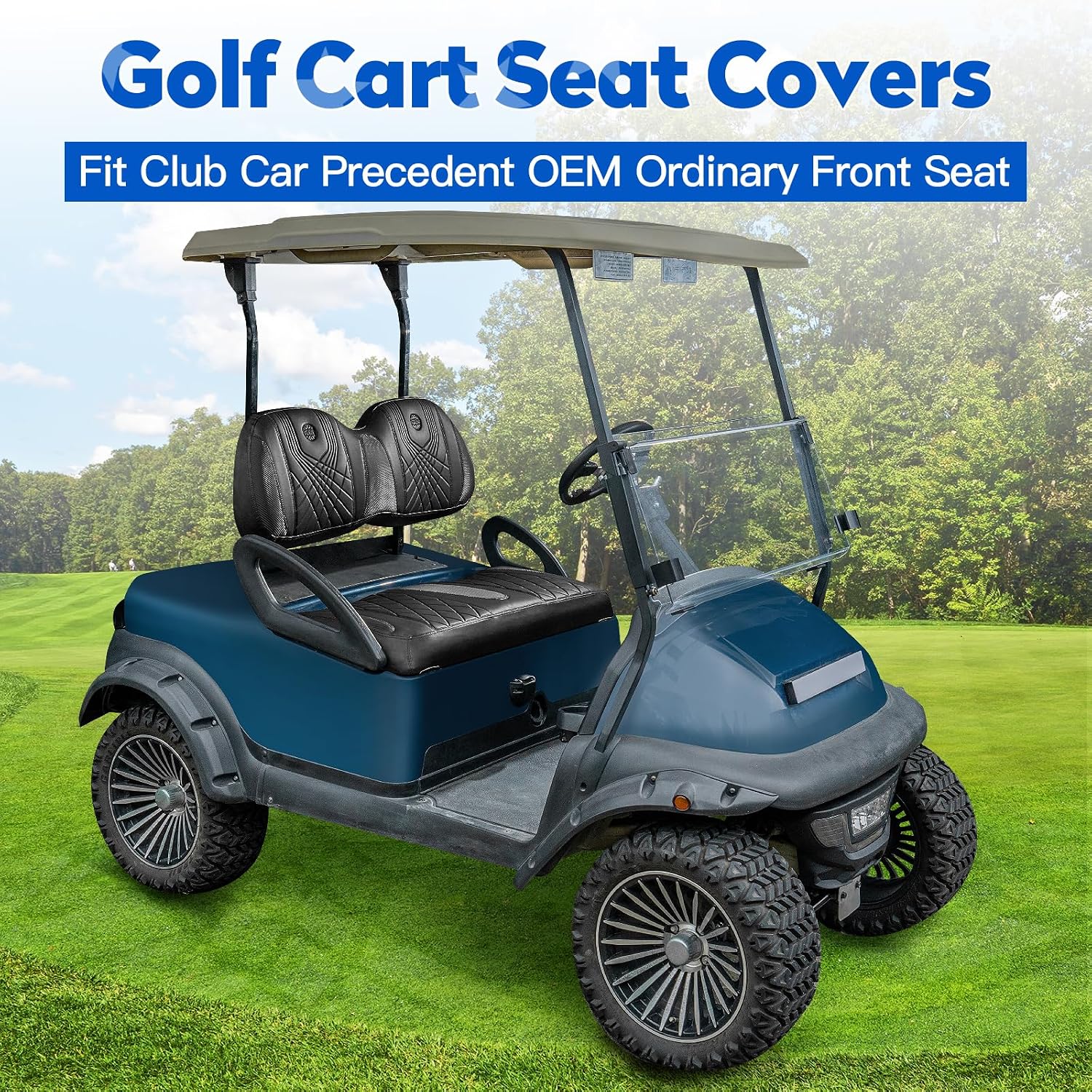nokins golf cart seat covers, fits club car precedent oem standard front seat cushion, club car precedent vinyl seat covers, no stapler required(gradient diamond black&black) fits club car precedent front gradient diamond black&black