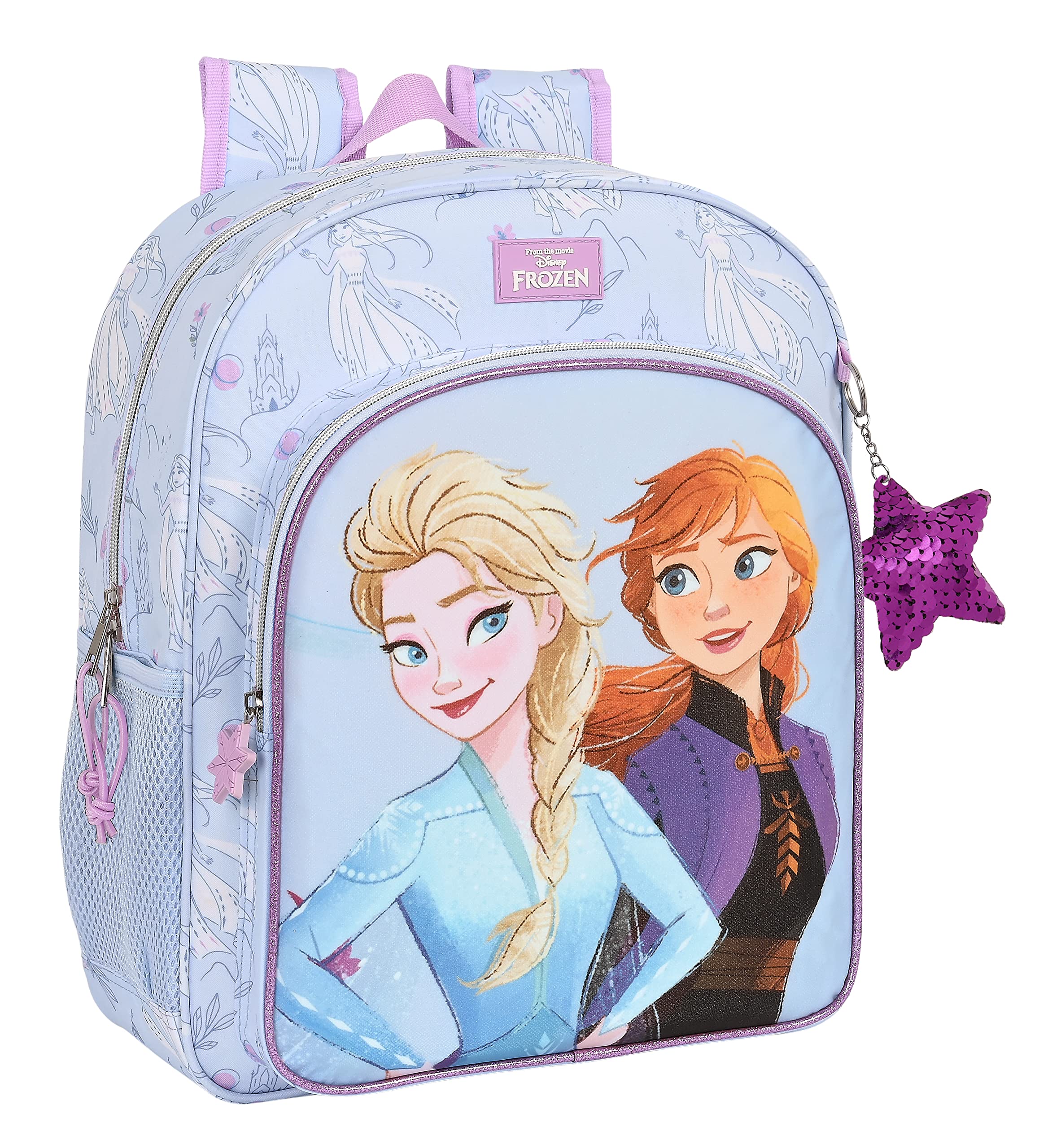 Safta FROZEN - Mochila Escolar Niño, Mochila Infantil, Adaptable a Carro, Ideal para Niños en Edad Escolar, Cómoda y Versátil, Calidad y Resistencia, 32x12x38 cm, Color Lila