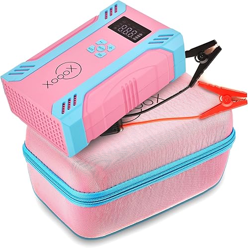 XoooX Kit de arranque portátil A17 para automóvil con bomba de neumáticos integrada cables de arranque con batería de arranque de 12 V cargador de