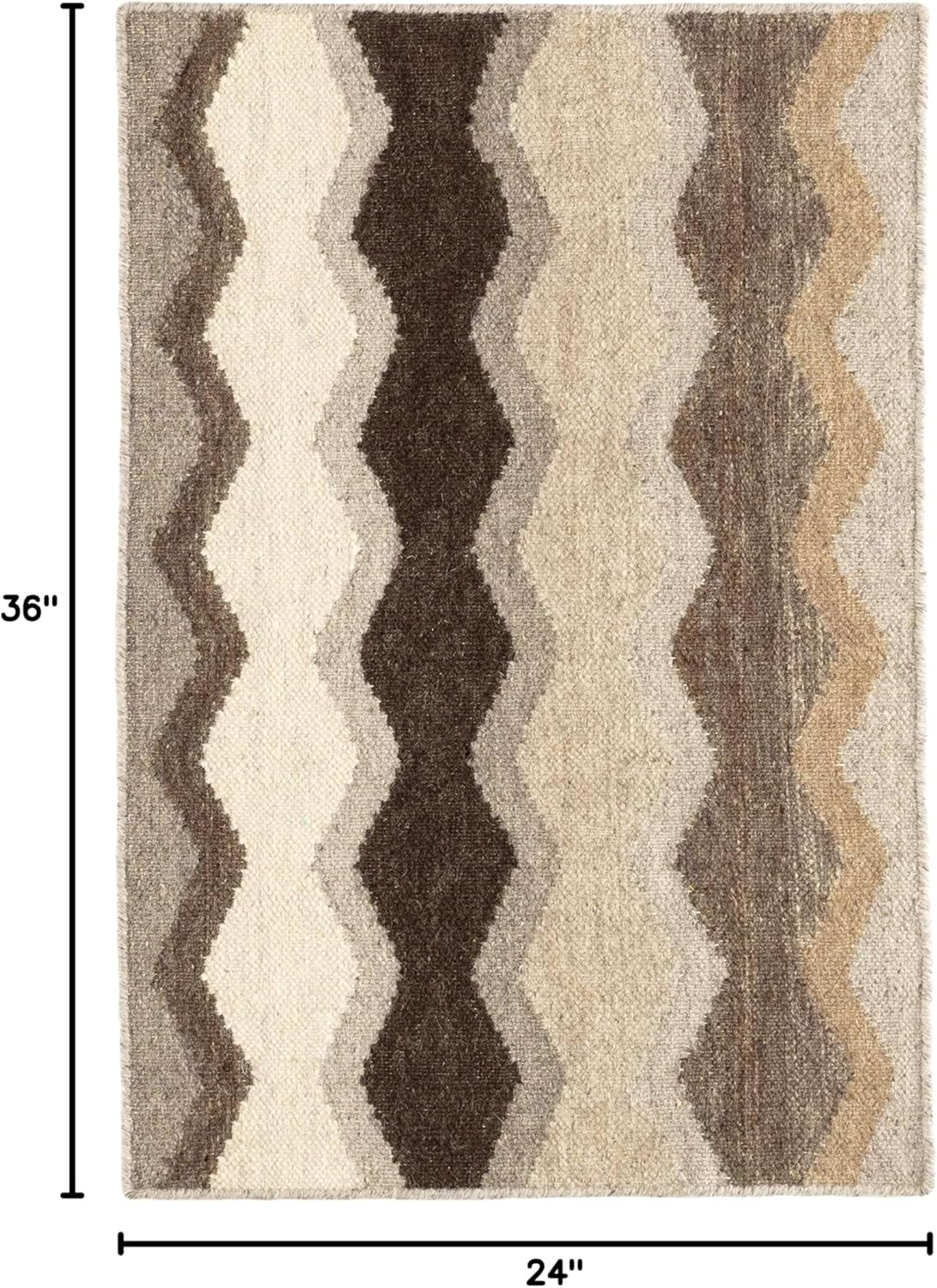 Dash and Albert Safety Net Wool Area Rug - 2' x 3' Neutral Geometric Handwoven Accent Rug - Durable, High Traffic Areas Hallway, Living Room, Stairs, Bedroom