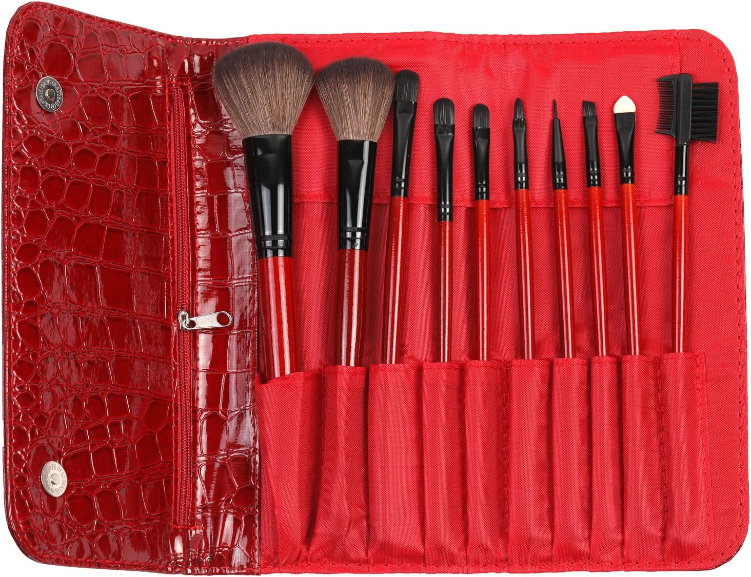 3rb - Cosmetic Makeup Brushes Set - Red (10 Pieces)