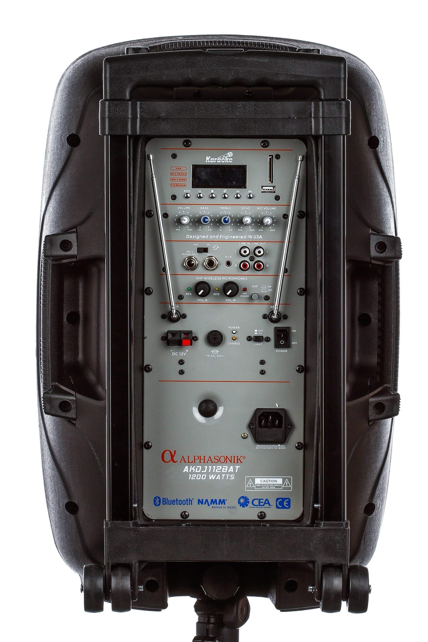 ALPHASONIK 12" Portable Rechargeable Battery Powered 1200W PRO DJ