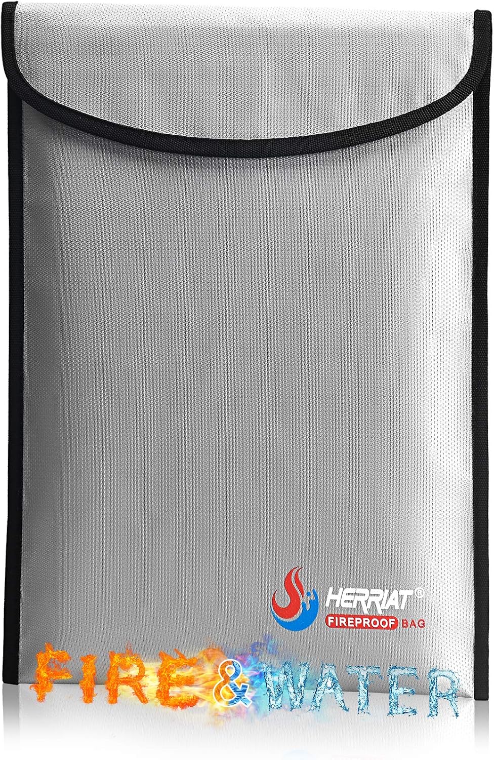 Fireproof Document Bag with 4-Layers Protection, 14‘’ⅹ10’’ Waterproof and Fireproof Safe Money Bag Storage for Cash, File, Portable Charger, CD, External Hard Drive with Zipper, Silvery