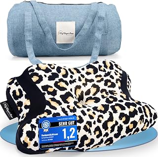 Nackenkissen – Ergonomisch [Höhenverstellbar] | Seitenschläferkissen Nackenstützkissen Rückenschläferkissen Memory Foam Kopfkissen – Natürliche Nackenhaltung | Design Classic Leopard
