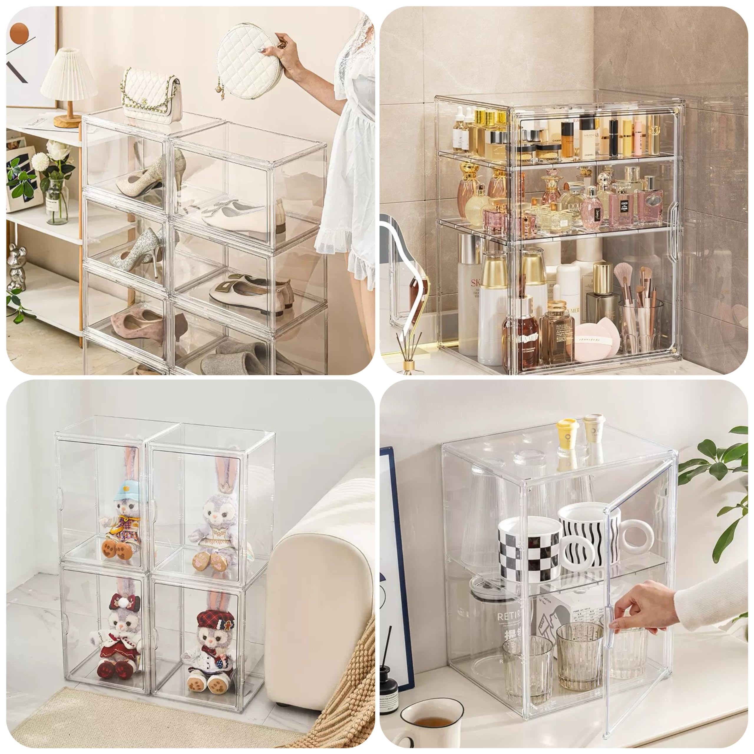 Dasellfa Acrylic Display Case, Stackable Storage Boxes, Display Cabinets with Magnetic Door - Image 2
