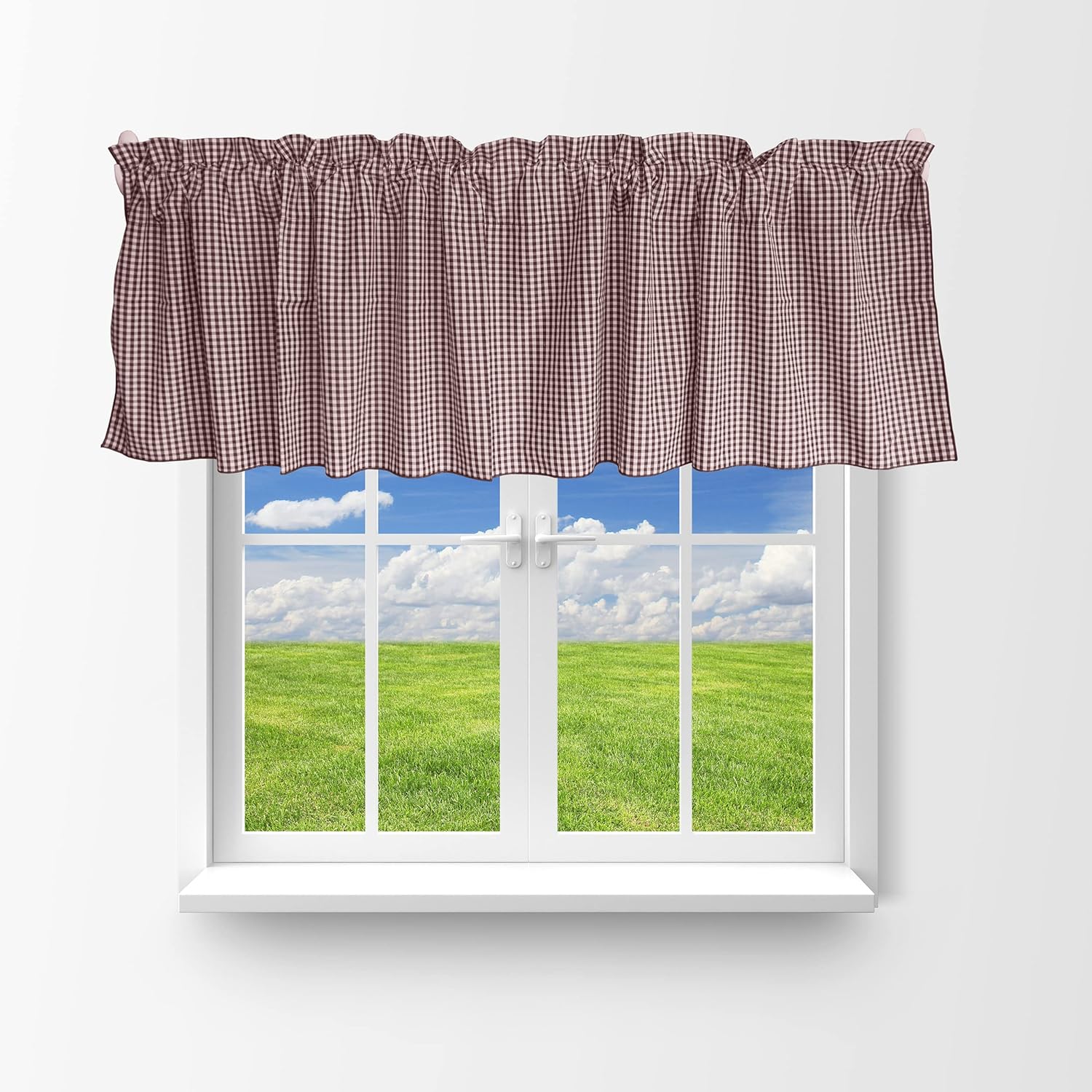 Zen Creative Designs Poly Cotton 1/8th Inch Gingham Checkered Window Valance Home Décor Bedroom Nursery Kitchen Window (58" Wide x 32" Long, Purple)