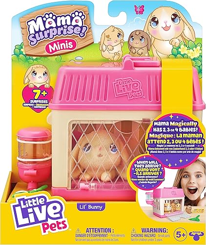 Miniatura 2 de Little Live Pets Paquete de juego de conejito bebé, colección de familia sorpresa de conejo mamá, regalos de Pascua desplegables interactivos