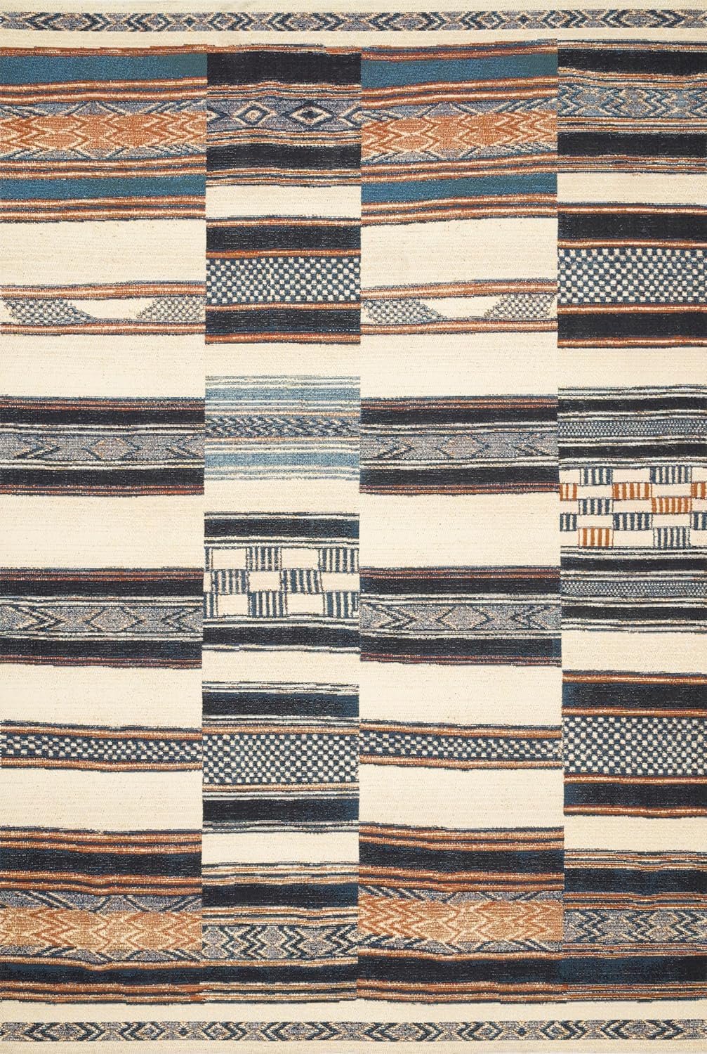 Loloi Mika Collection MIK-07 Charcoal/Ivory, Indoor/Outdoor Runner Rug, 2'-5" x 7'-8"