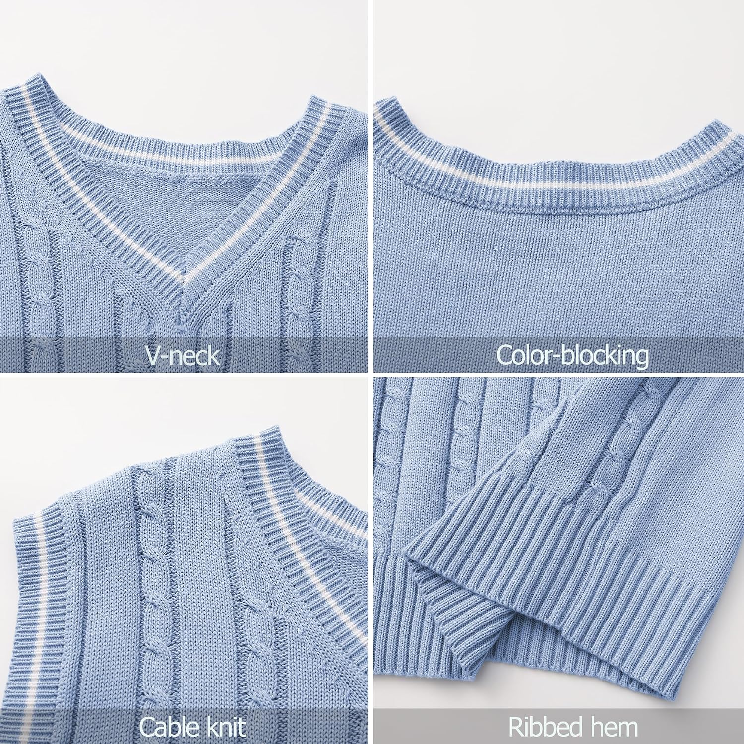 Sweater Vest Men - Men's V Neck Cotton Vest，Pullover Cable Knit Vest for Men Fit Business Casual for Fall Winter Layering
